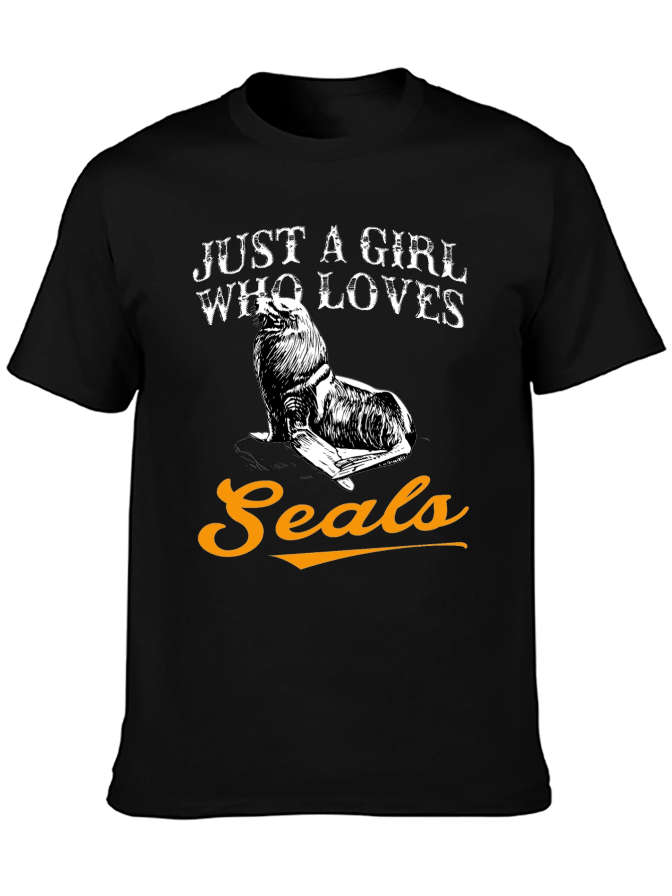 Black Just a Girl Who Loves Seals Graphic T-Shirt view 3