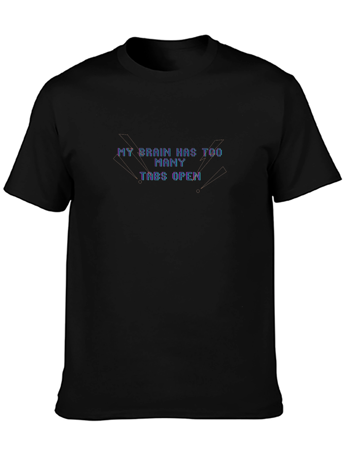 Black My Brain Has Too Many Tabs Open - Novelty T-Shirt view 3