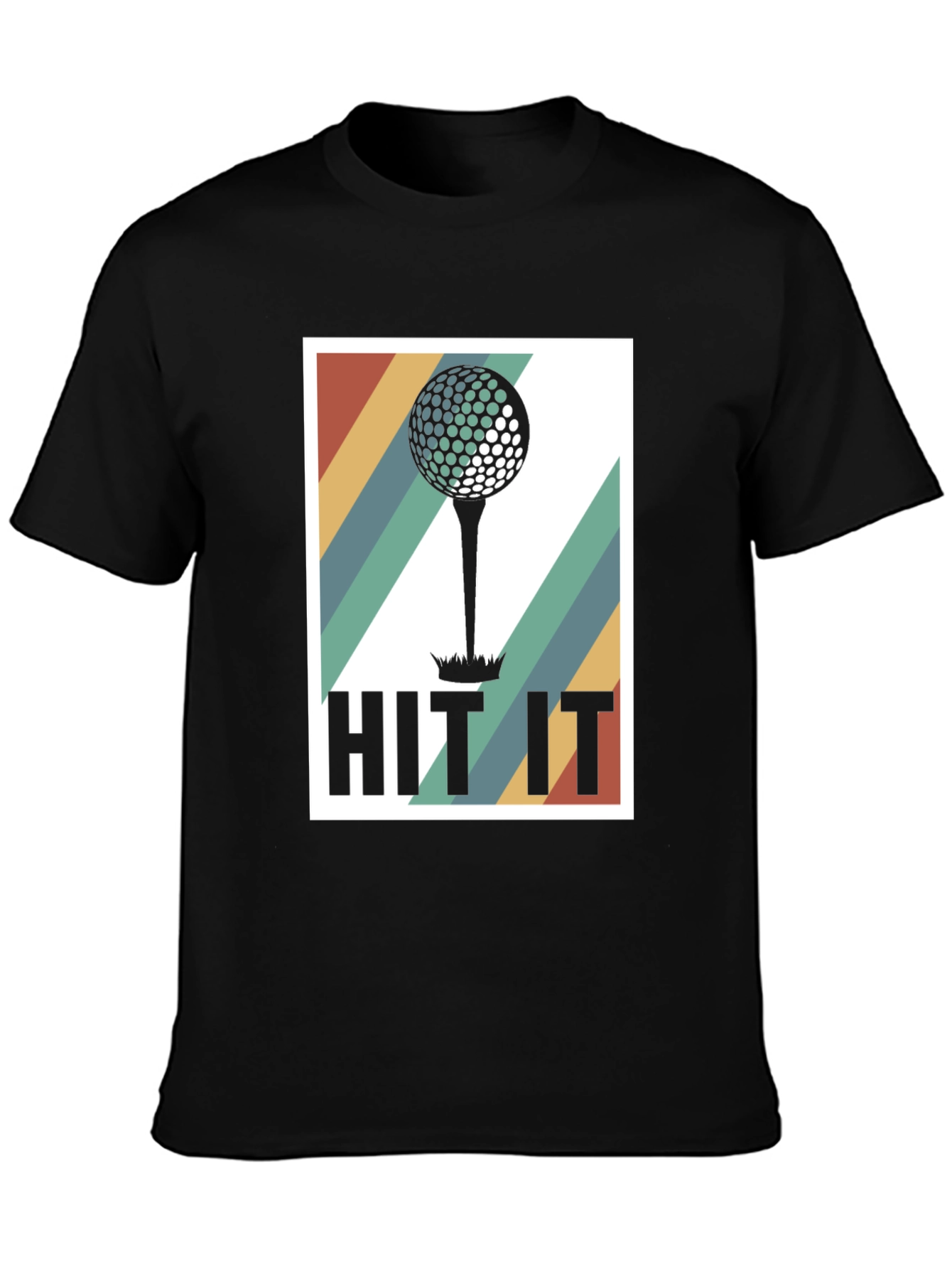 Black Retro Golf Hit It T-Shirt view 3