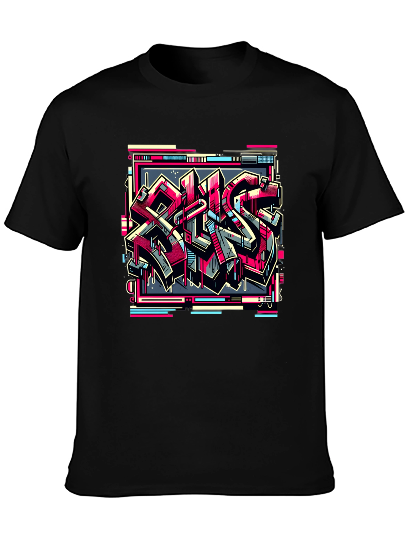 Black Urban Graffiti Graphic Tee - Street Style Black T-Shirt view 3