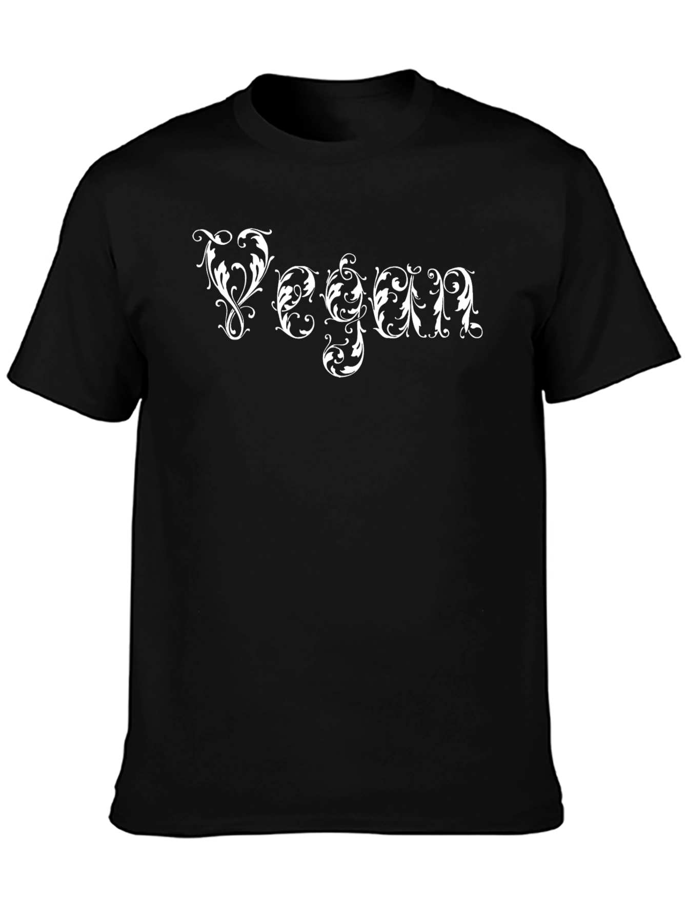 Black Vegan Ornamental Script Black T-Shirt view 3