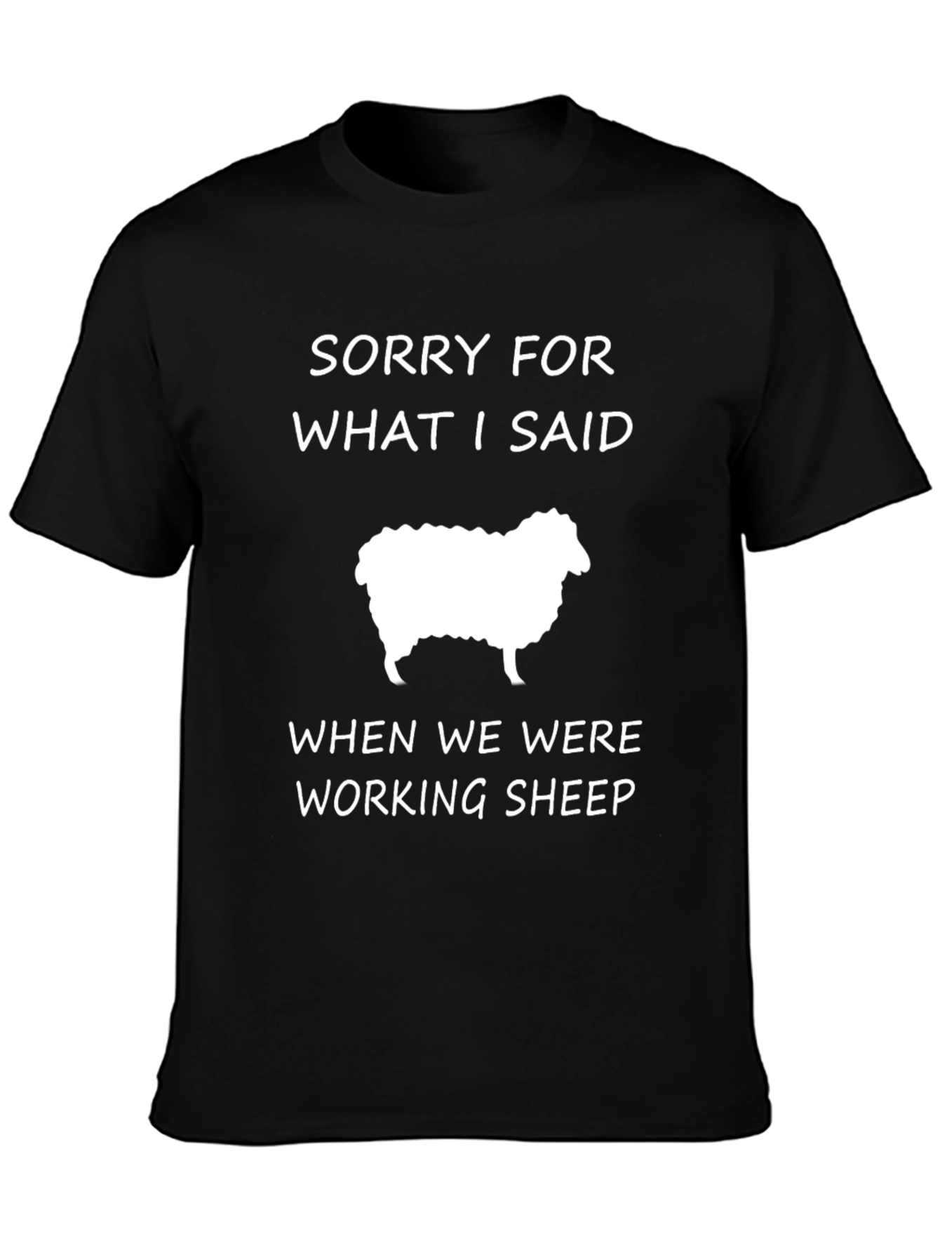 Black Funny Sorry Sheep T-Shirt view 3
