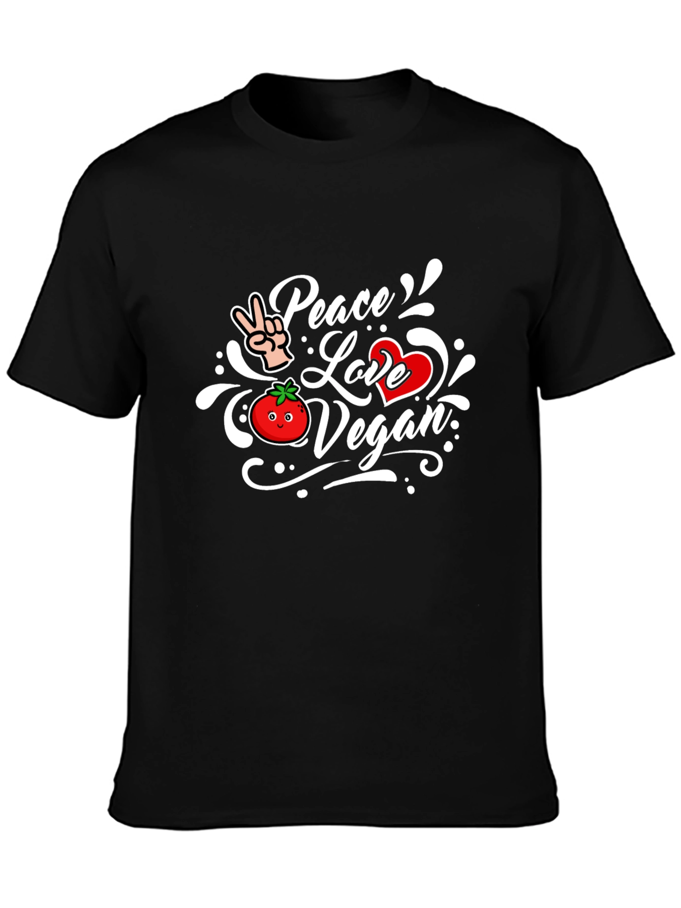 Black Peace Love Vegan Black T-Shirt view 3