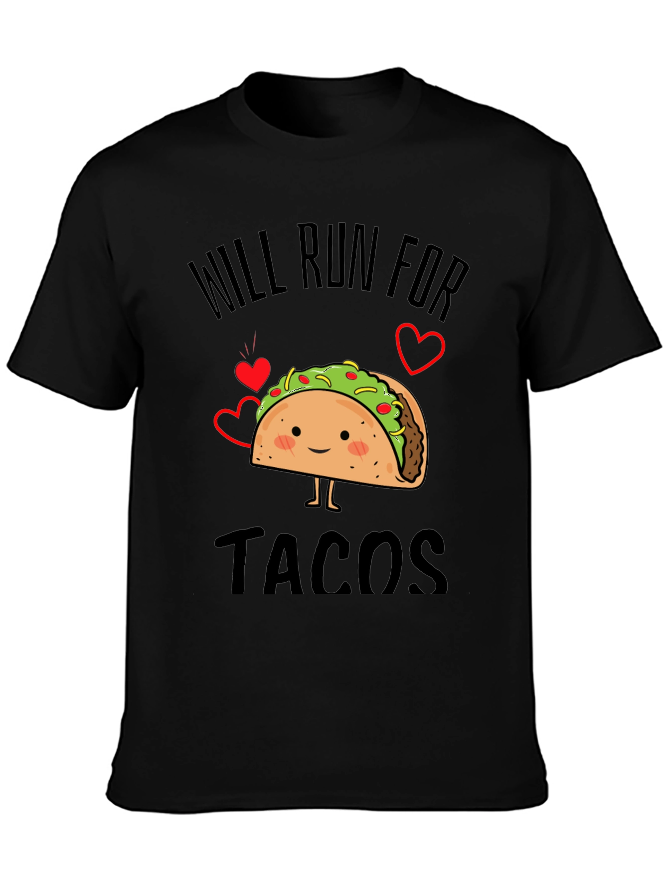 Black Will Run for Tacos Funny Graphic Tee Shirt view 3