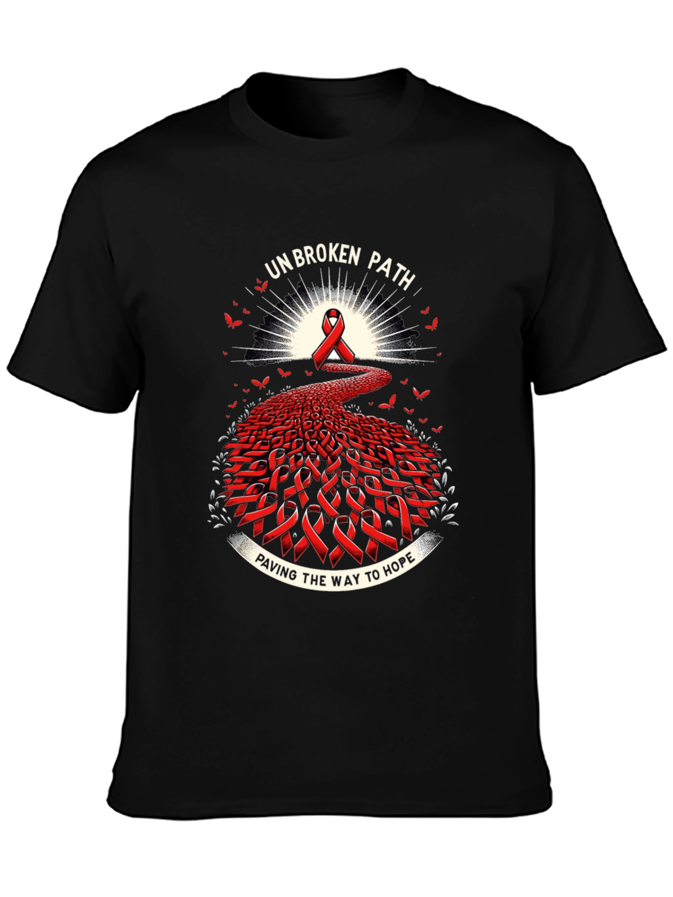Black Unbroken Path Awareness T-Shirt view 3