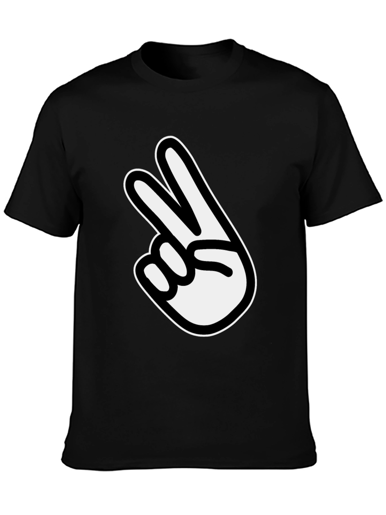 Black Peace Sign Graphic Tee - Classic Black Comfort view 3