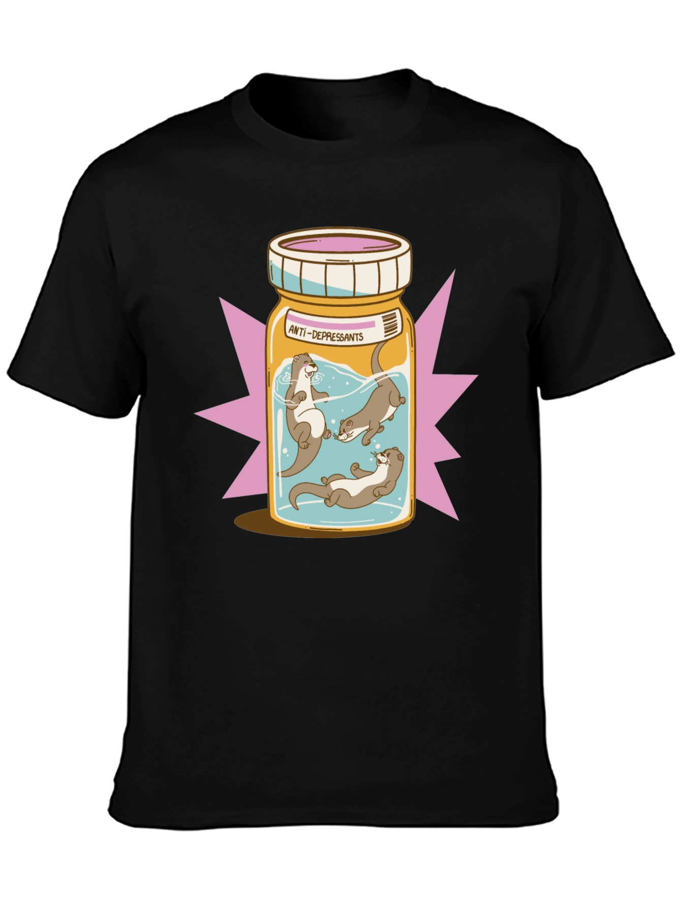Black Otter Antidepressant T-Shirt - Playful Graphic Tee view 3