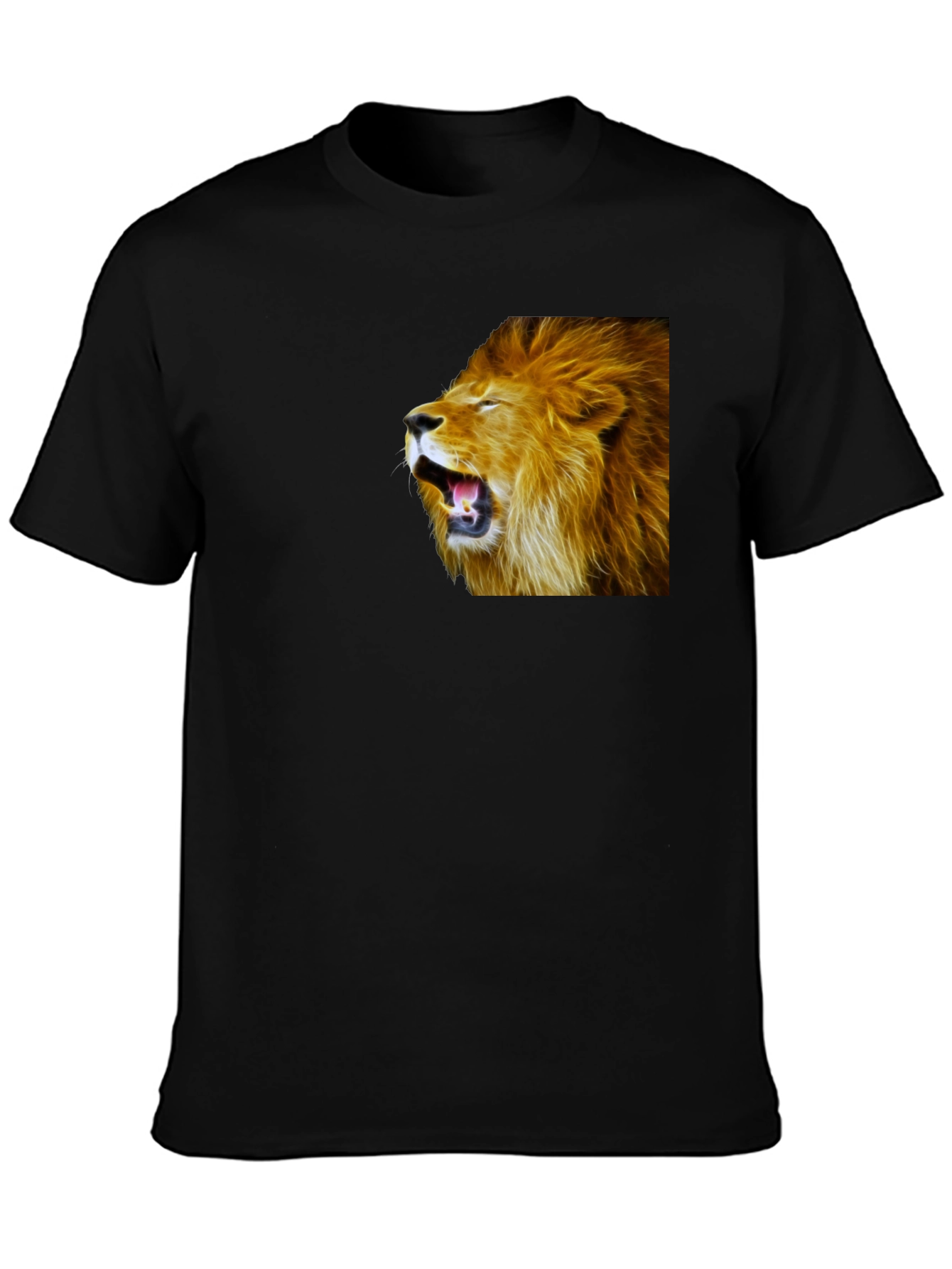 Black Roaring Lion Graphic Black T-Shirt view 3