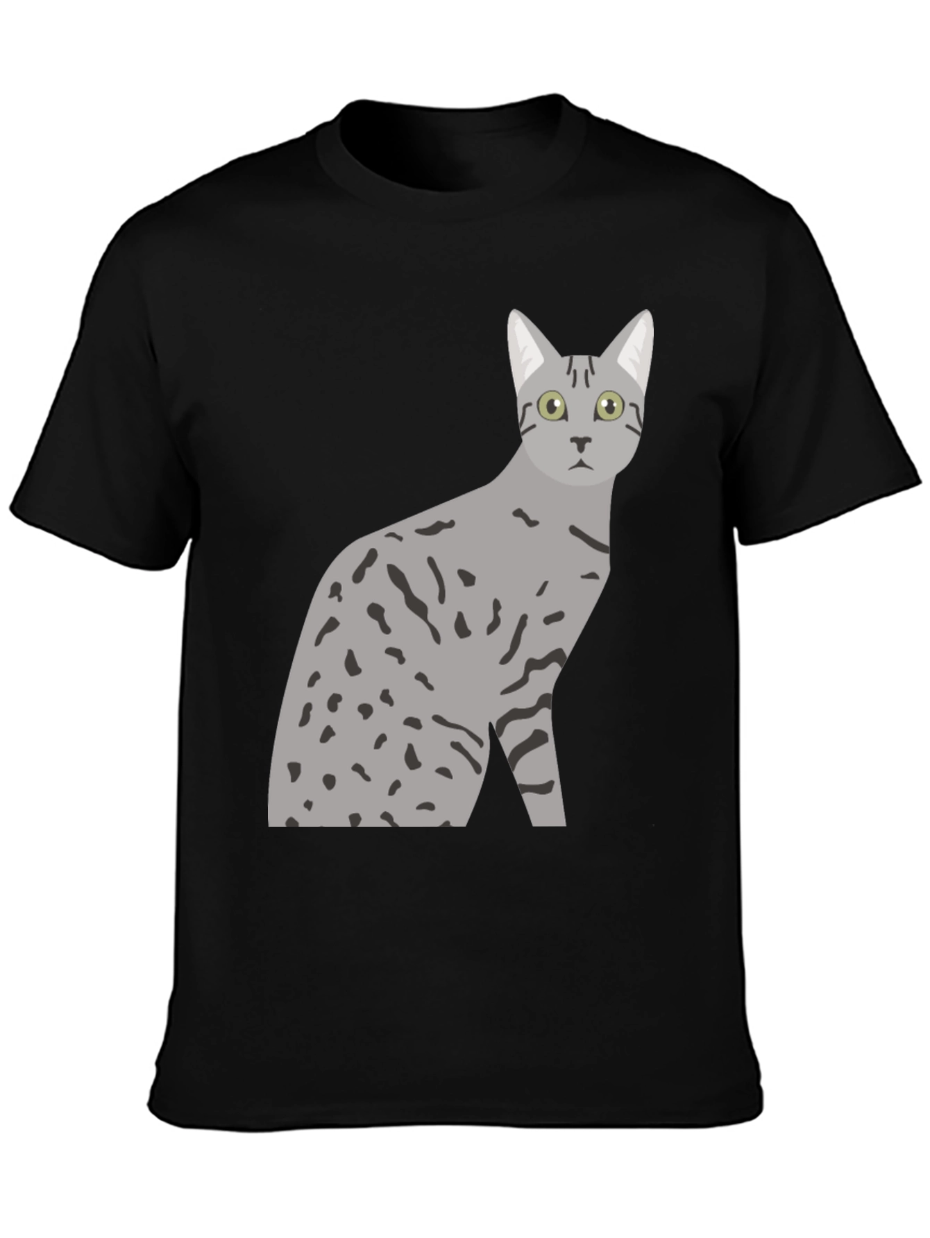 Black Cool Cat Graphic Tee - Black Cotton Blend Shirt view 3