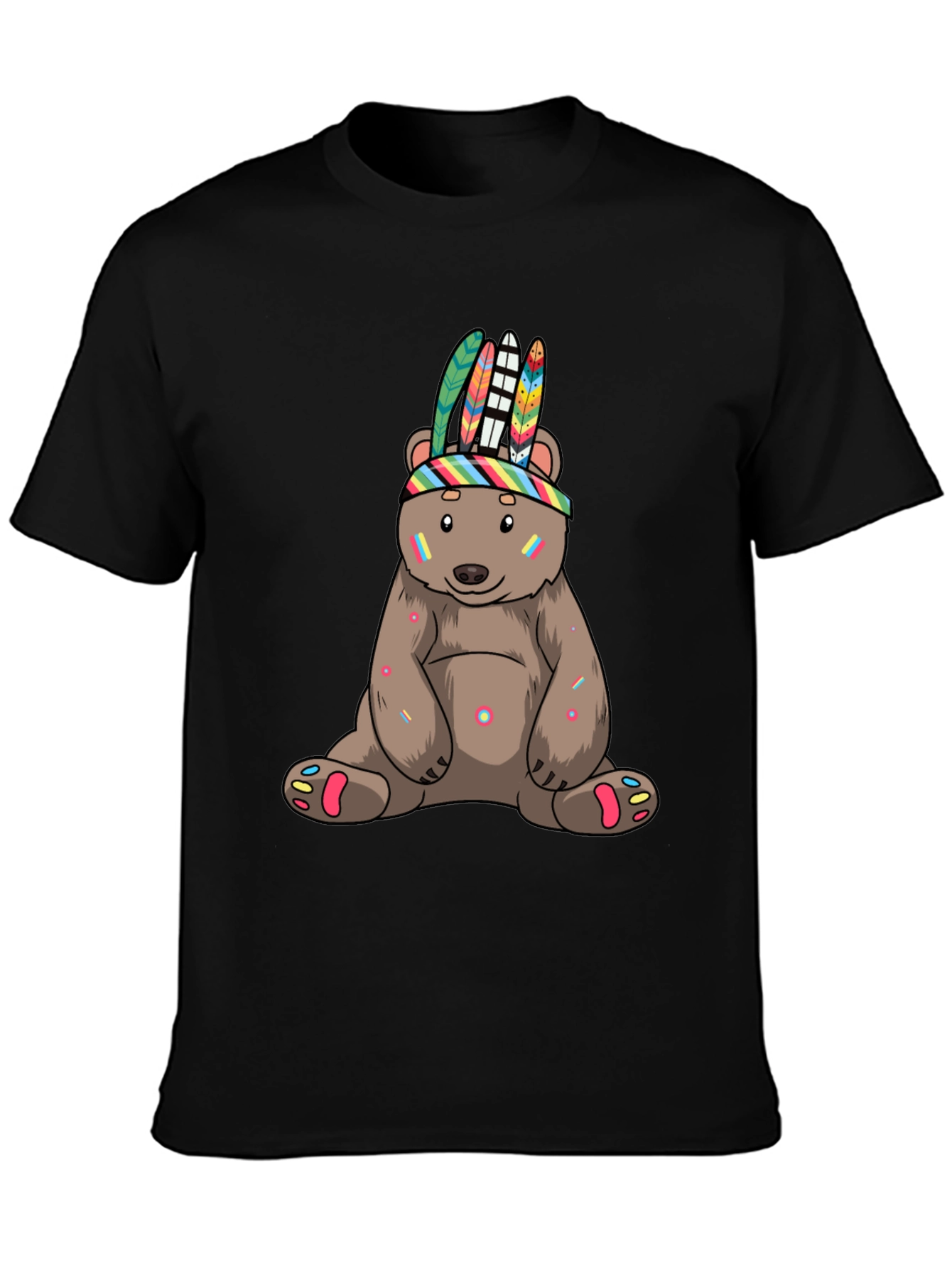 Black Cool Bear T-Shirt - Fun, Colorful Design view 3