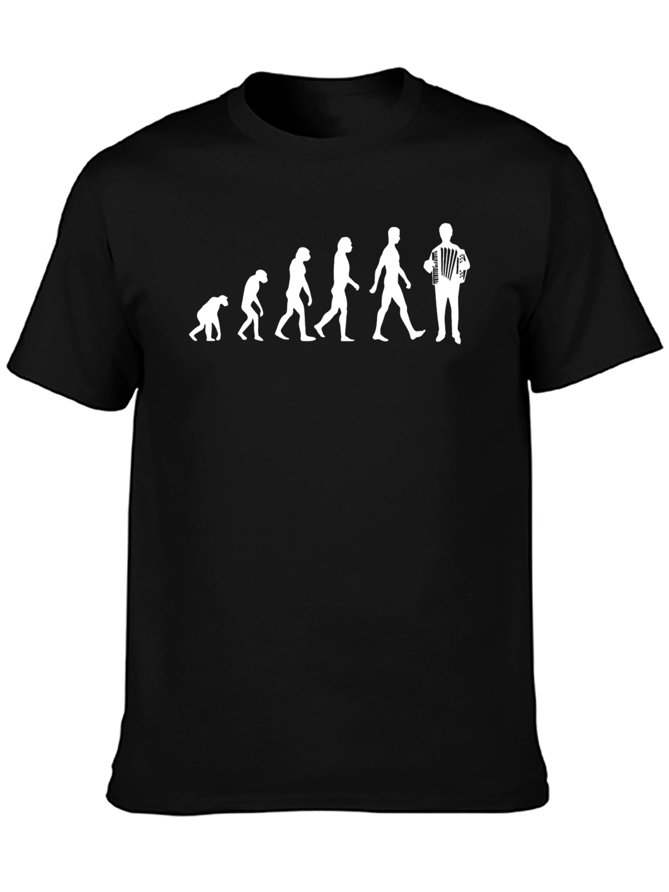 Black Accordion Evolution T-Shirt - Musician Humor Tee view 3