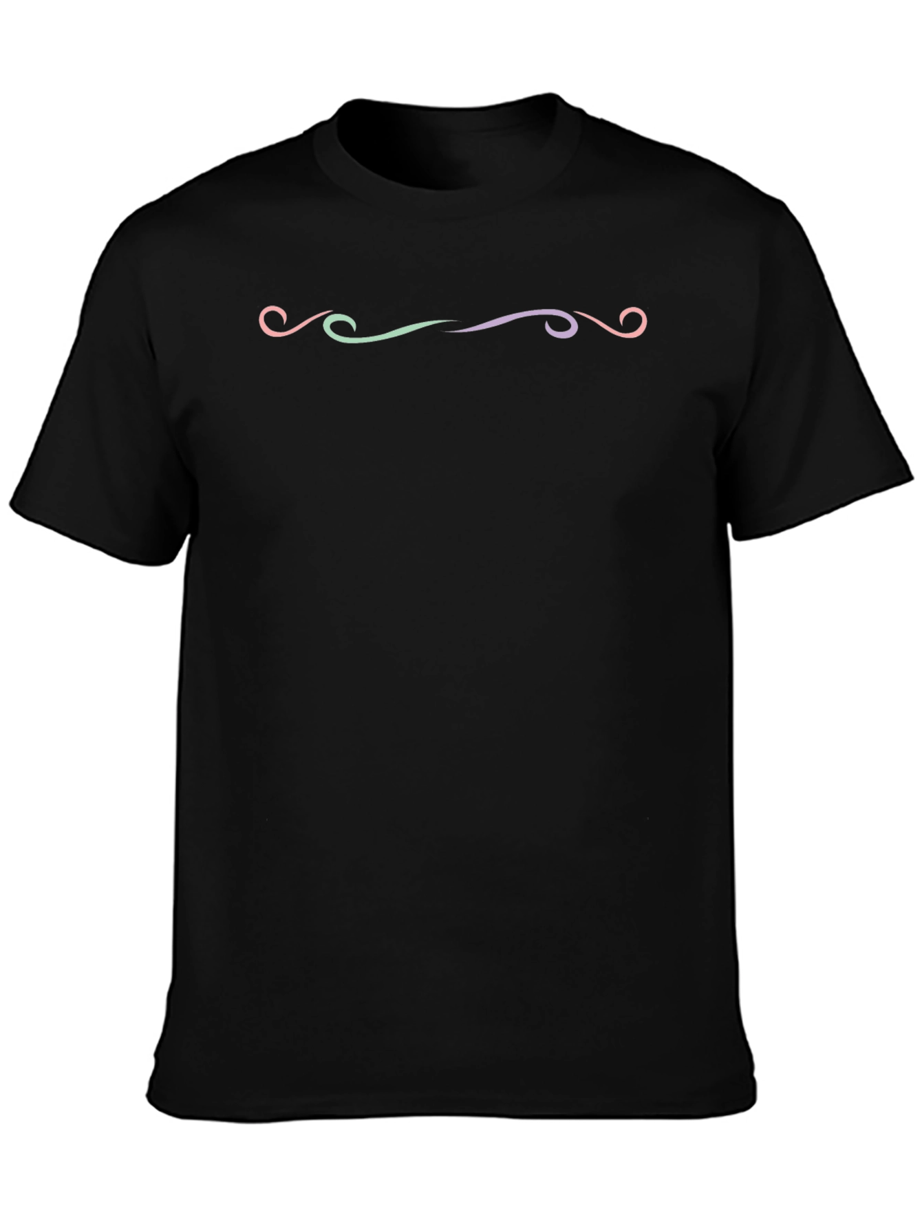 Black Stylish Black T-Shirt with Decorative Design view 3