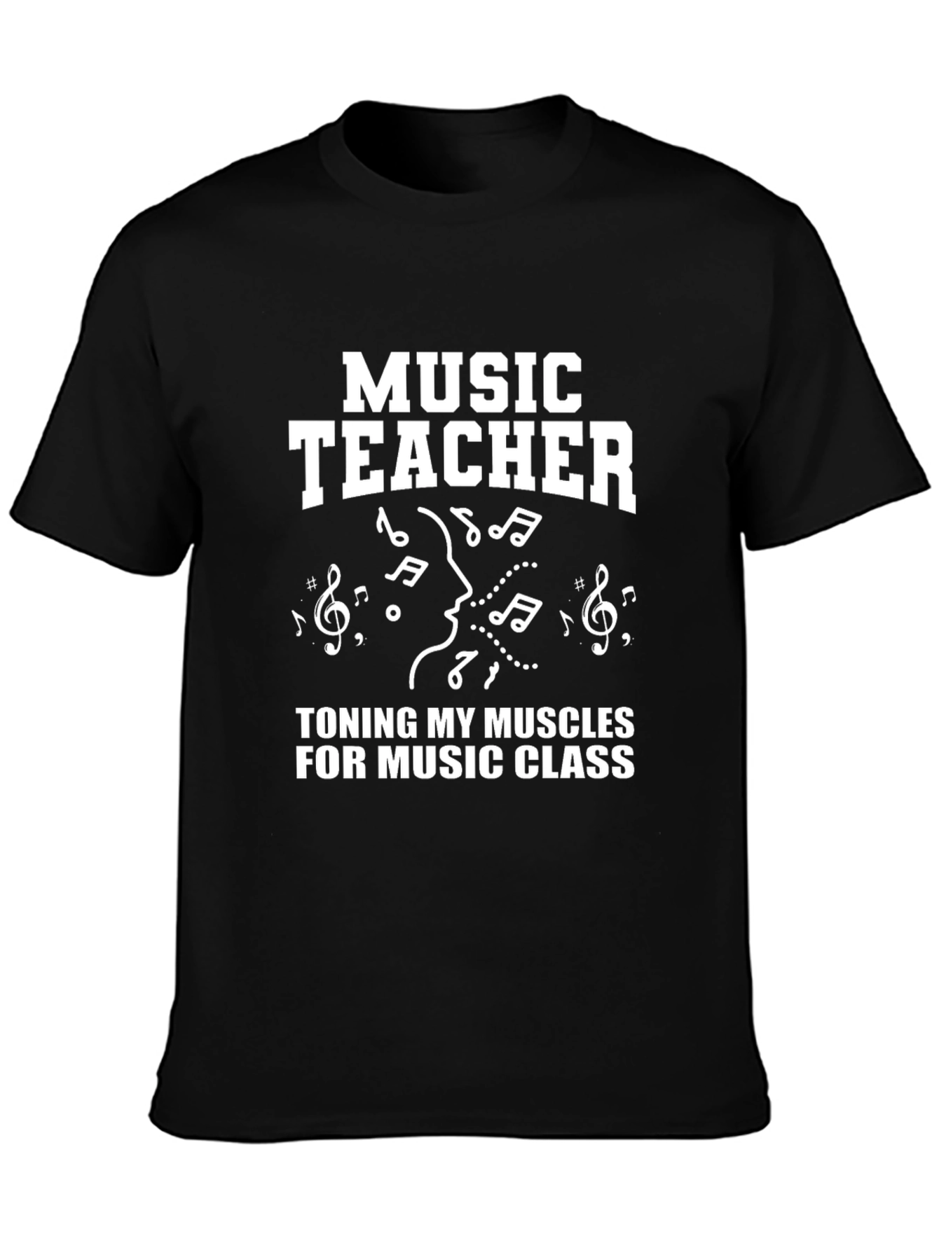 Black Music Teacher T-Shirt - Toning My Muscles for Class view 3
