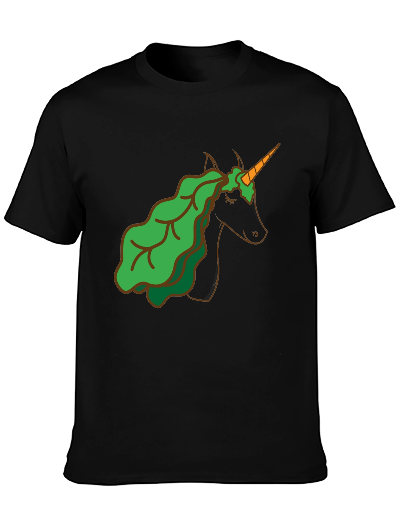 Black Unicorn Lettuce Hair T-Shirt - Black view 3