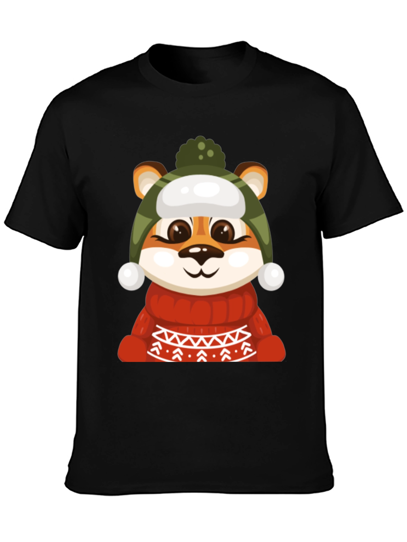 Black Cartoon Animal in Hat Sweater T-Shirt view 3