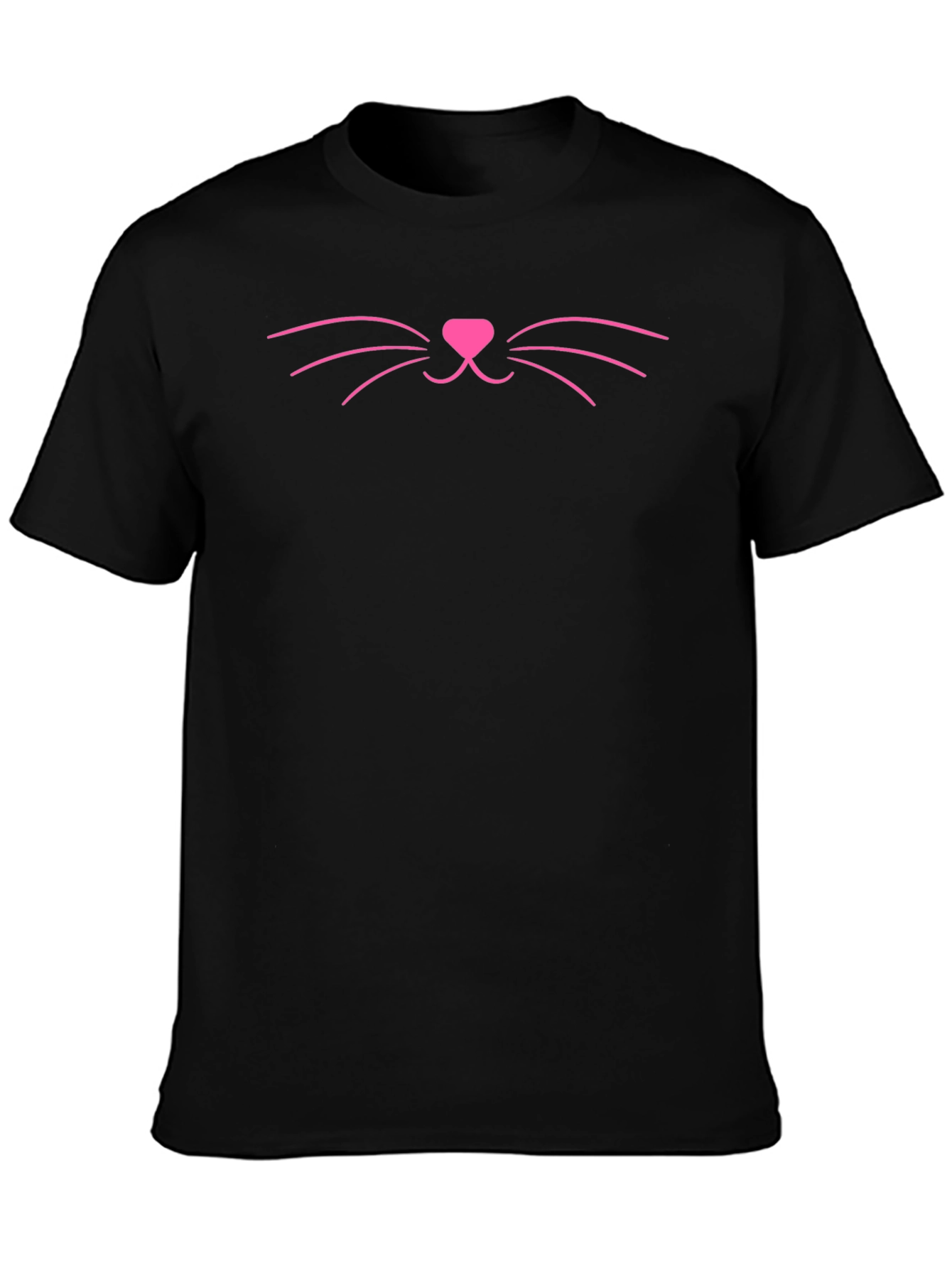 Black Cute Cat Face Graphic T-Shirt - Black view 3