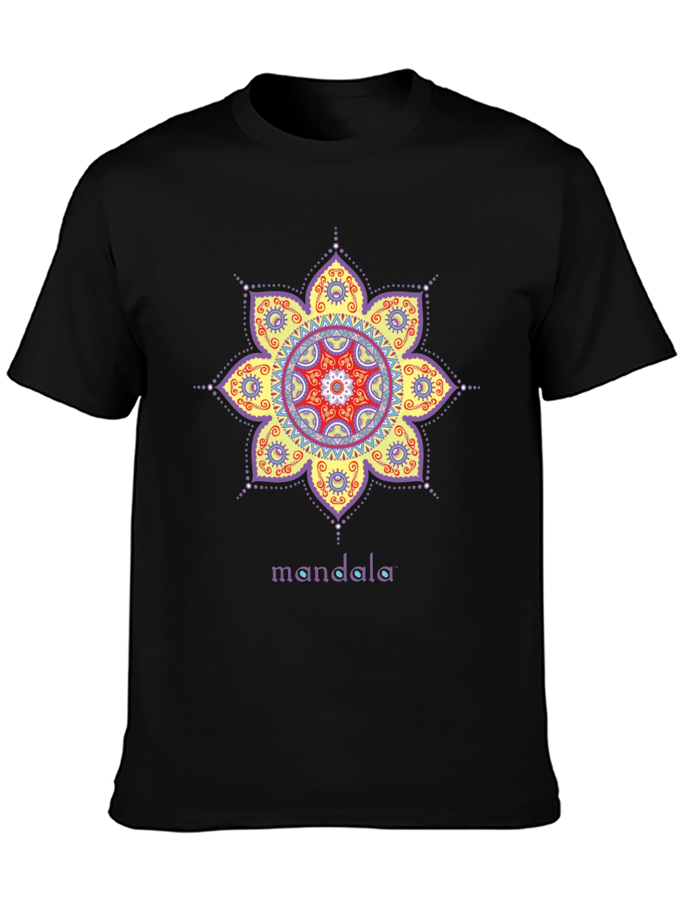 Black Mandala Print Black T-Shirt view 3