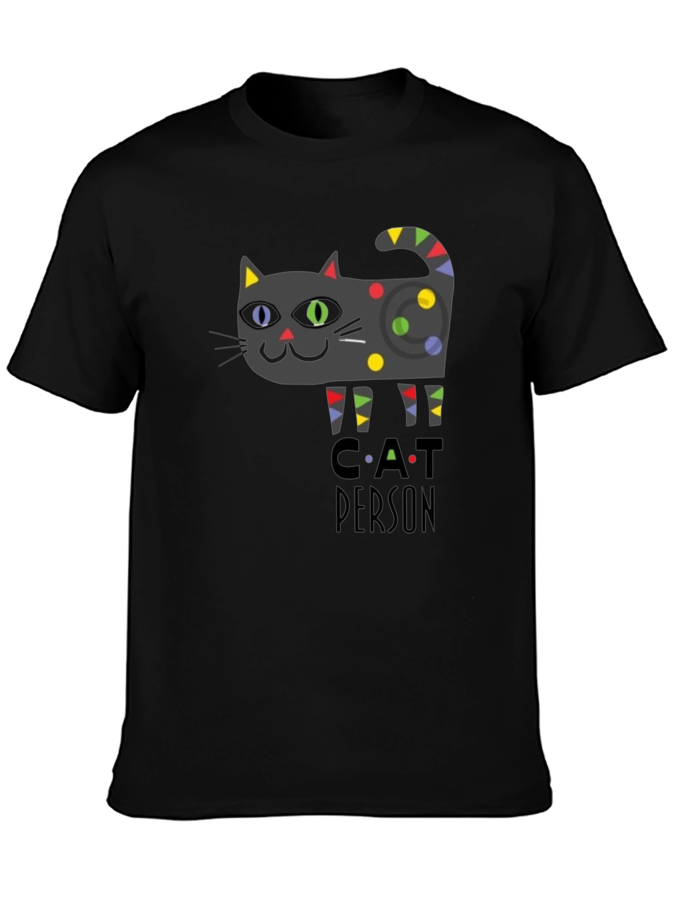 Black Cat Person Graphic Print T-Shirt - Novelty Tee view 3