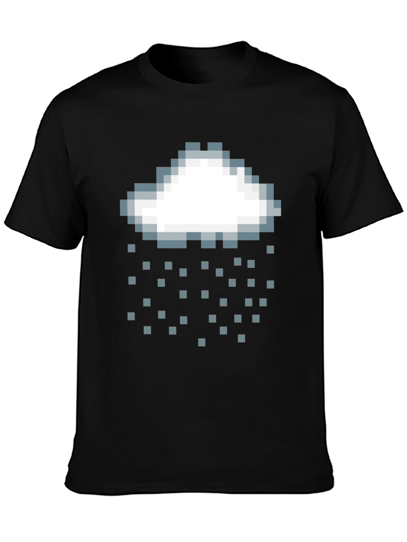 Black Pixel Rain Cloud Graphic Black T-Shirt view 3