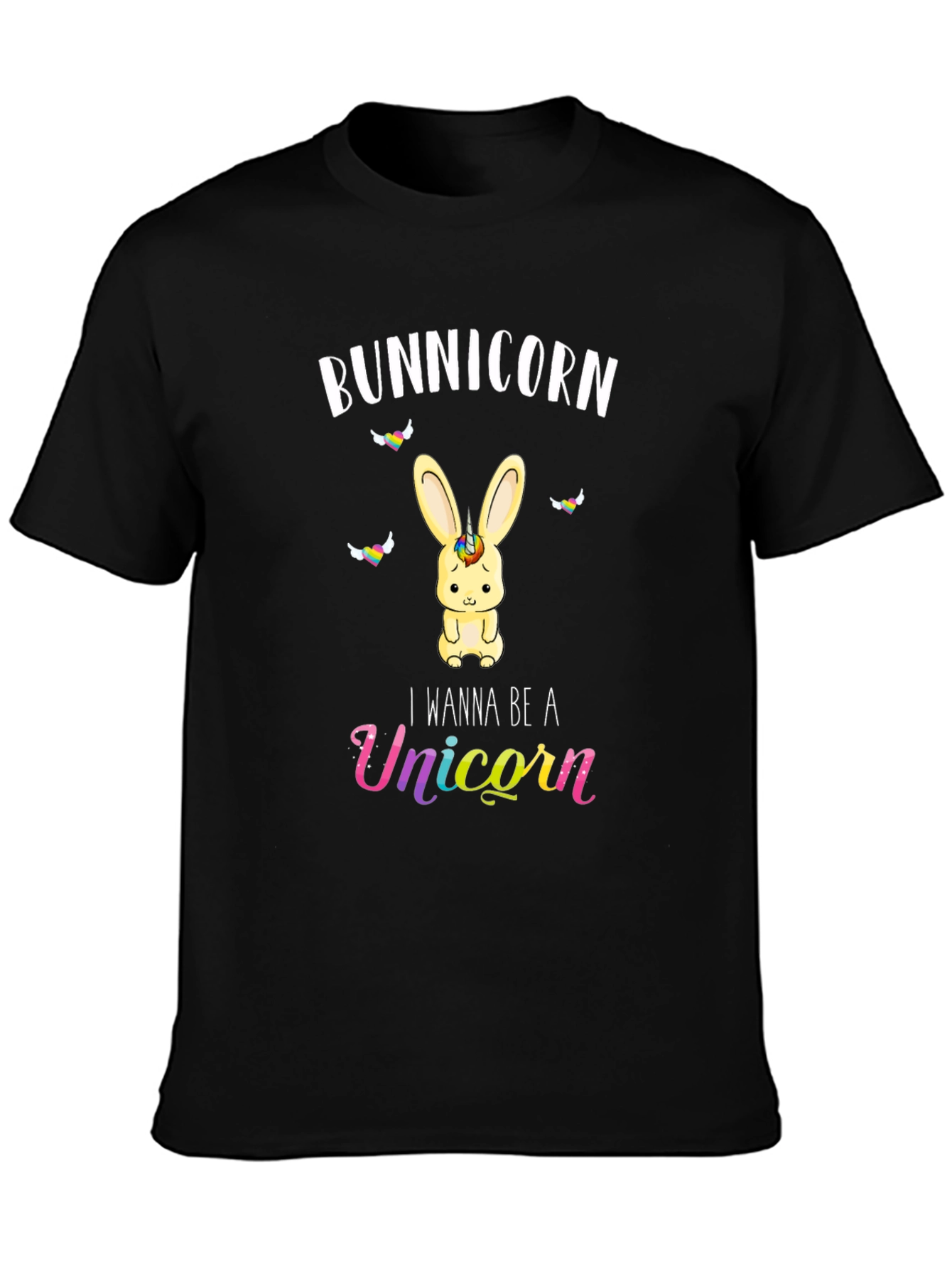 Black Bunicorn Unicorn T-Shirt Funny Bunny Tee view 3