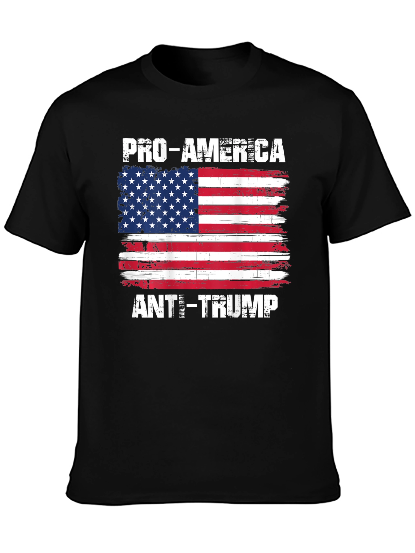 Black Pro-America Anti-Trump USA Flag T-Shirt view 3