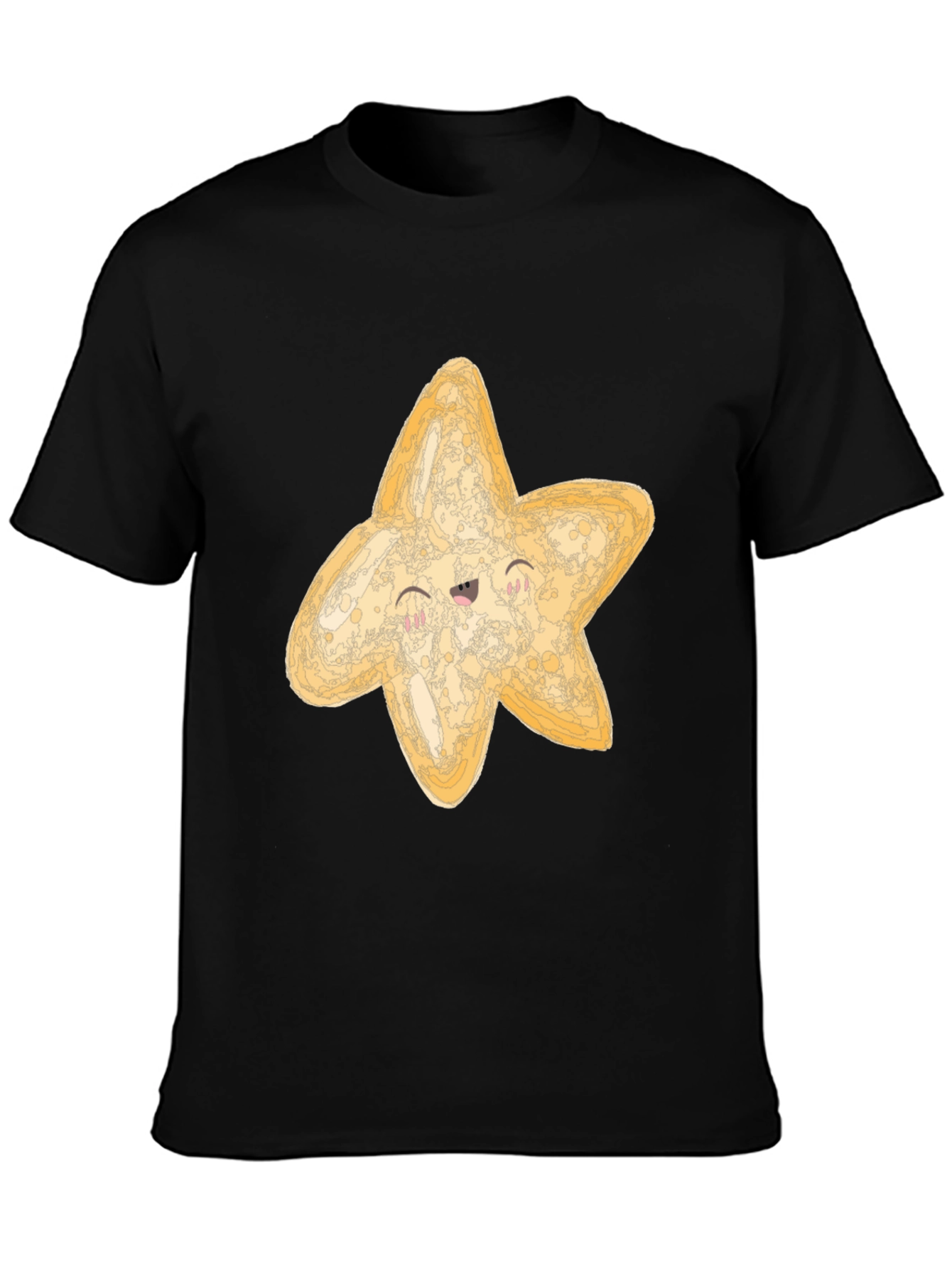 Black Cute Starfish Graphic Black T-Shirt view 3
