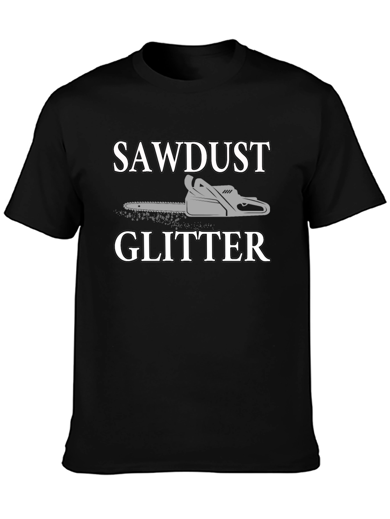 Black Sawdust Glitter T-Shirt - Black - Chainsaw Design view 3