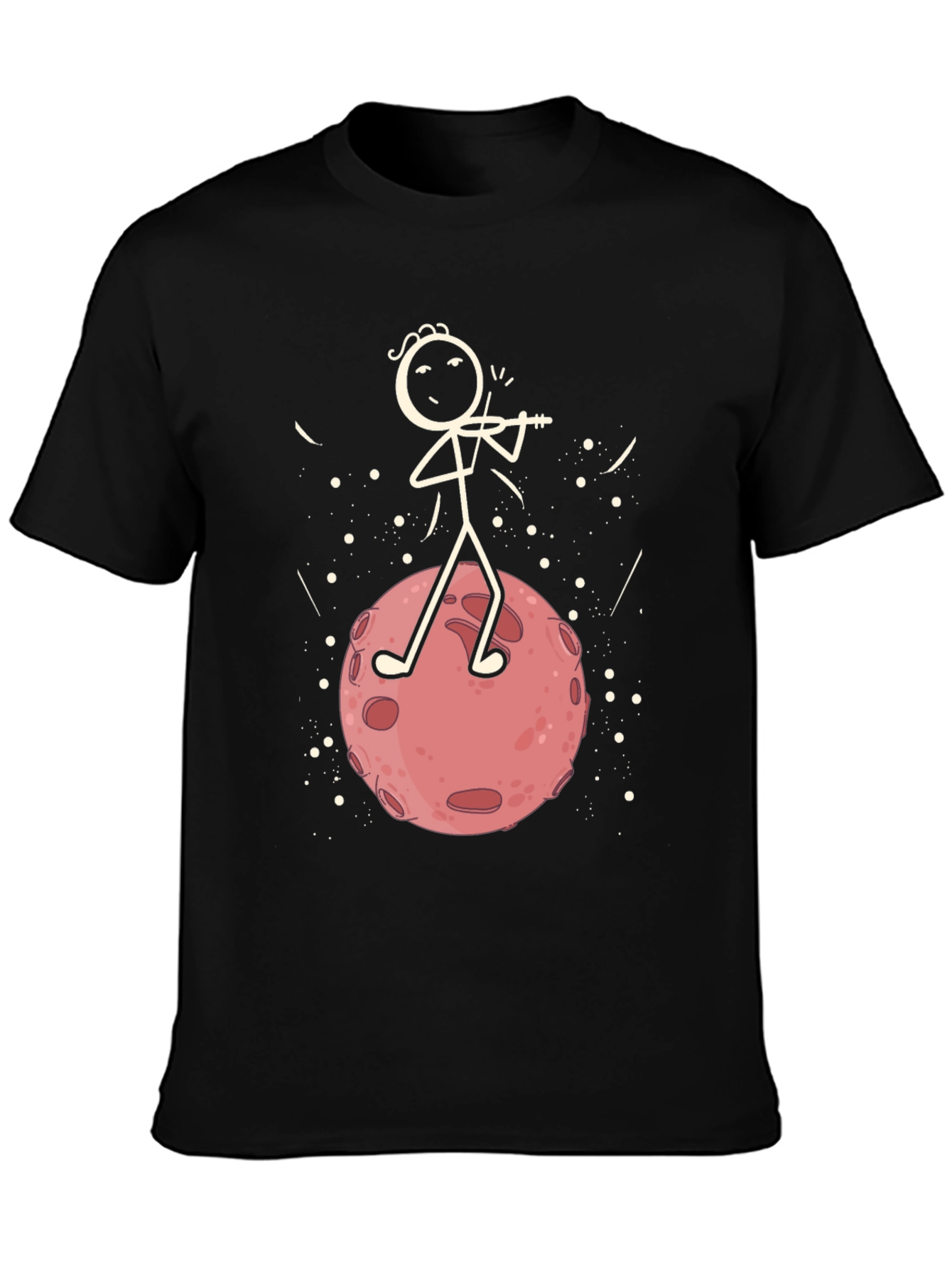 Black Moon Violinist Graphic T-Shirt - Black Cotton Tee view 3