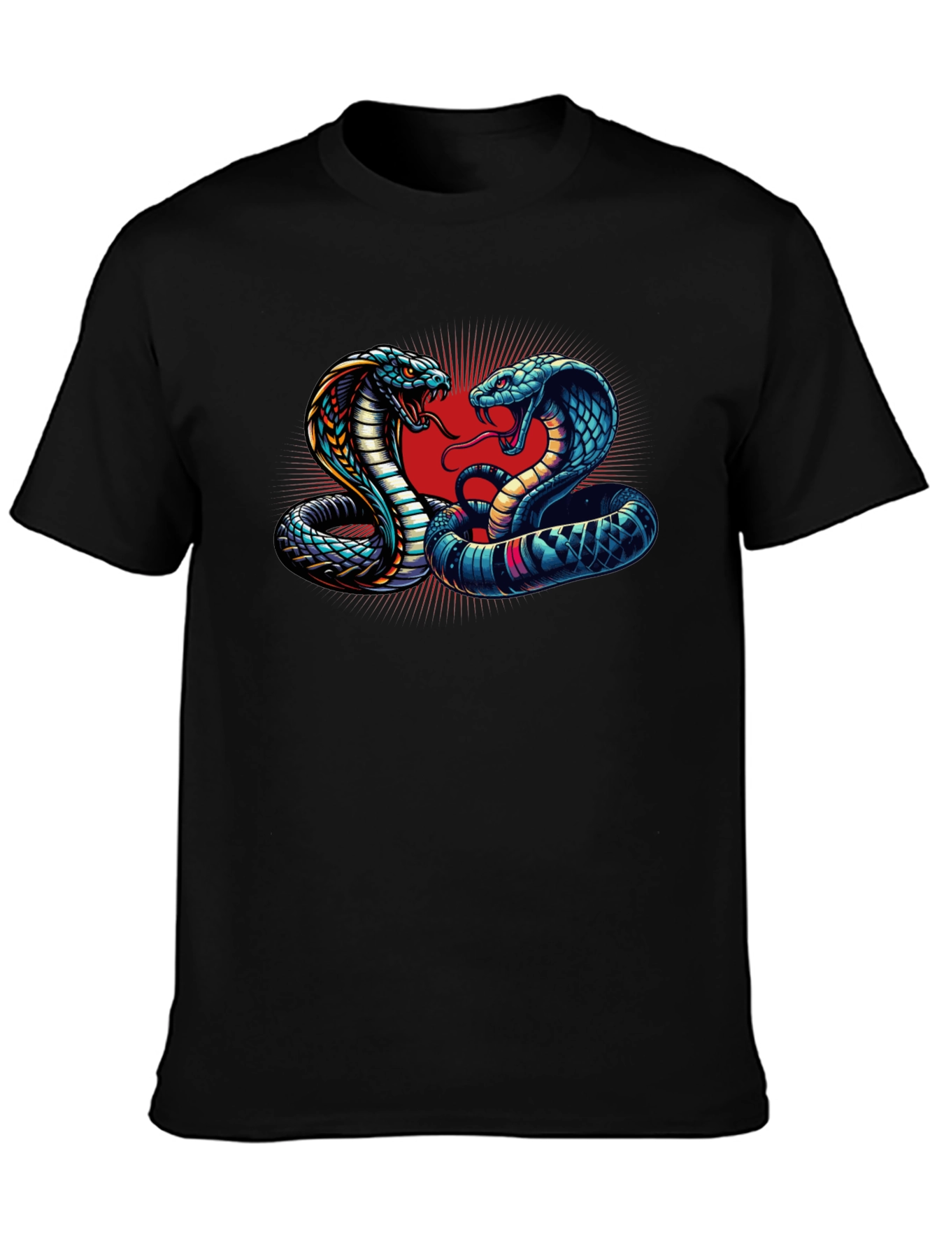 Black Cobra Clash Graphic Tee - Bold Snake Design view 3