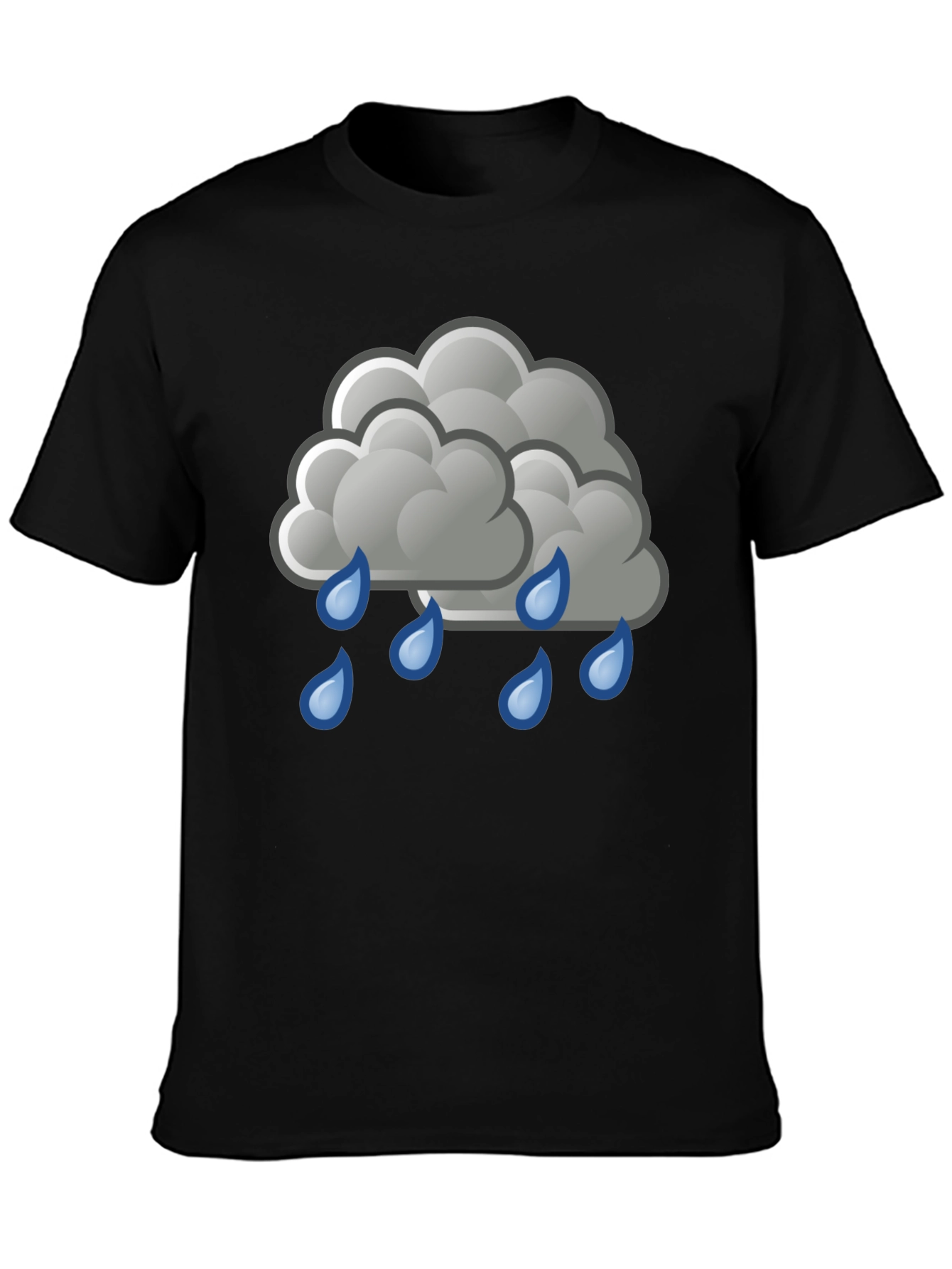 Black Rain Cloud Graphic Tee - Black Cotton Shirt view 3