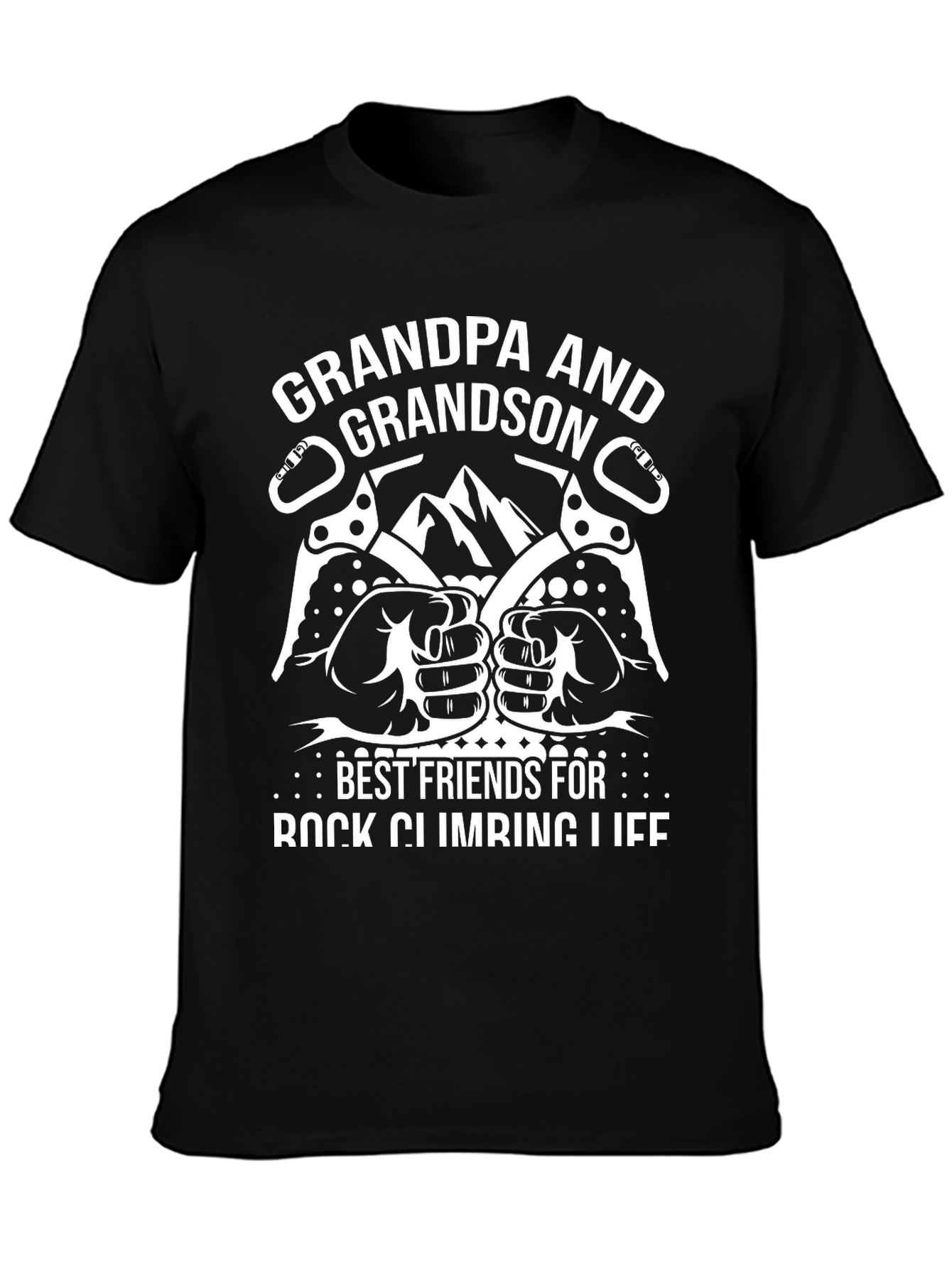 Black Grandpa and Grandson Rock Climbing T-Shirt view 3