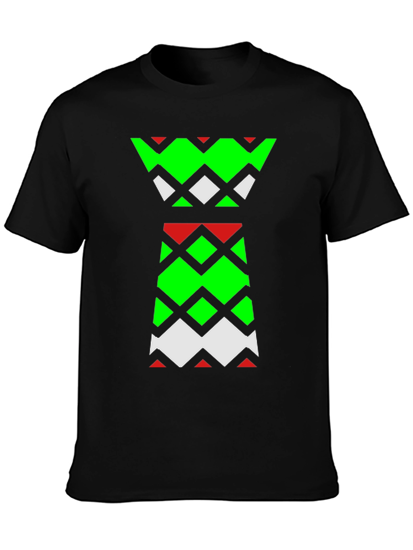 Black Geometric Pattern Tee - Modern Statement Shirt view 3