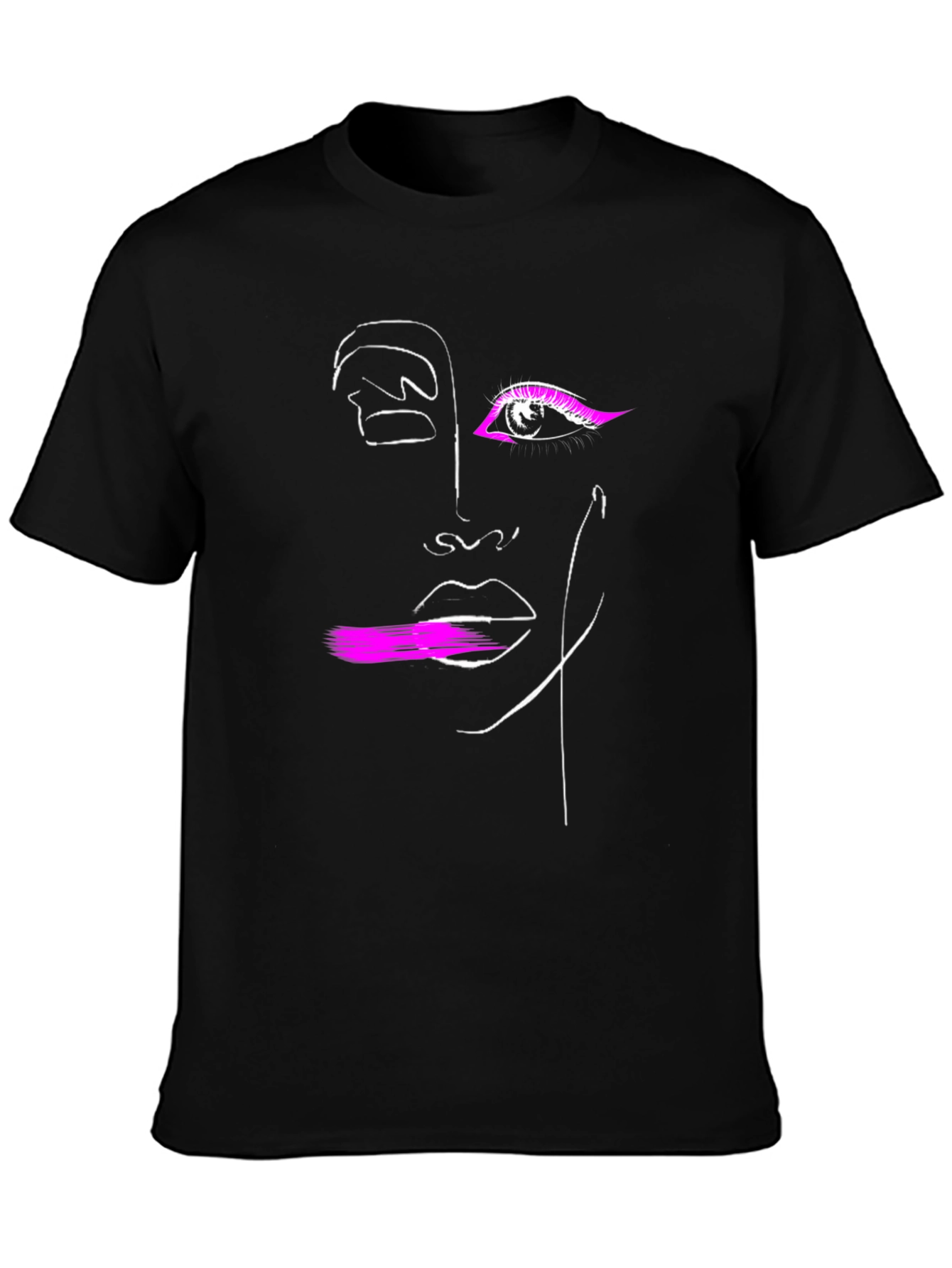 Black Abstract Line Art Graphic Tee - Stylish Minimalist Design view 3