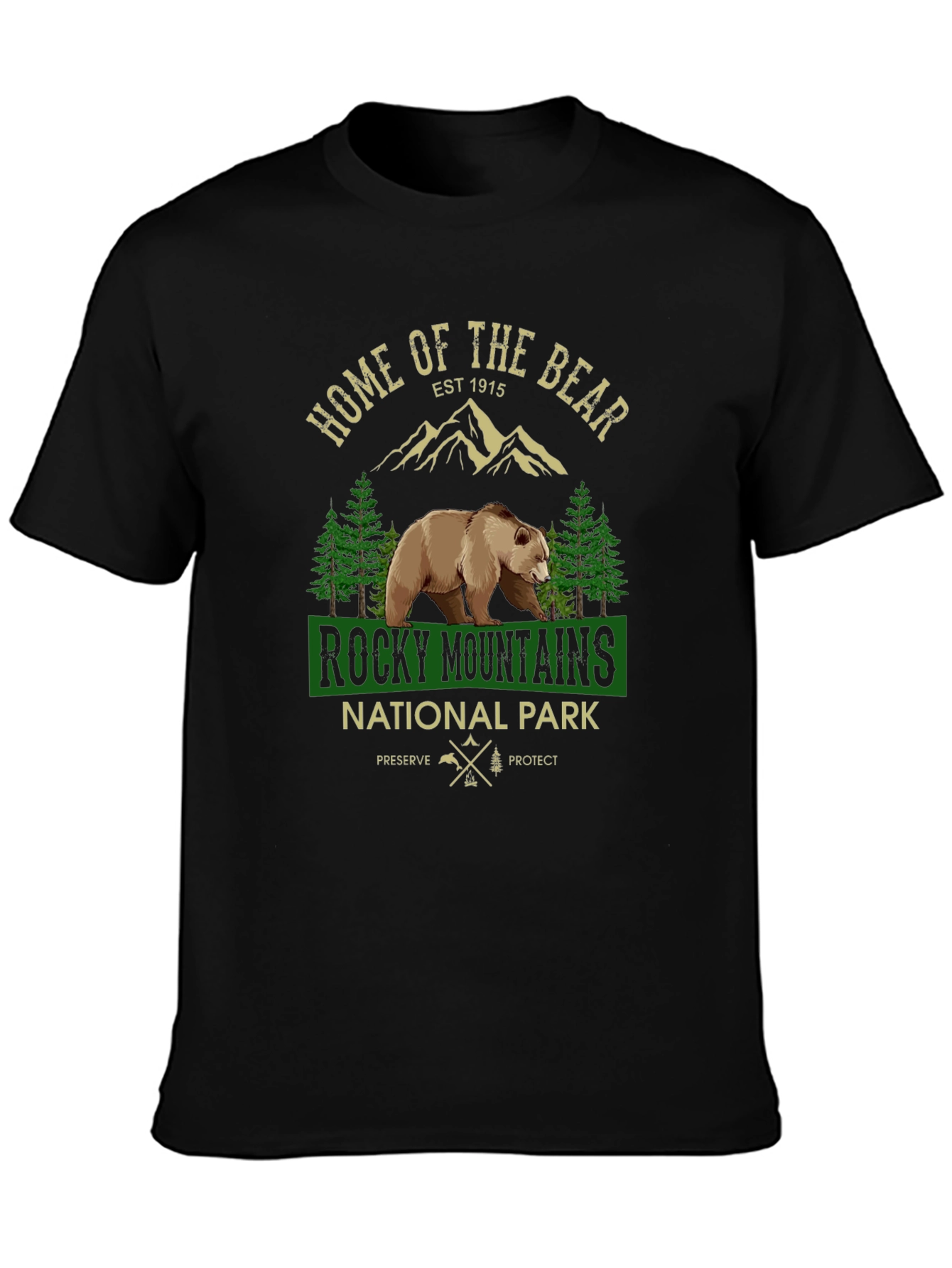 Black Rocky Mountains National Park Bear Graphic T-Shirt view 3