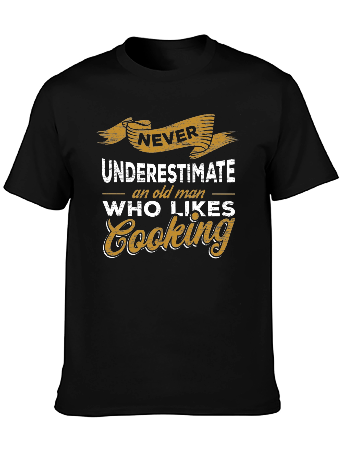 Black Never Underestimate Old Man Who Likes Cooking Graphic T-Shirt view 3