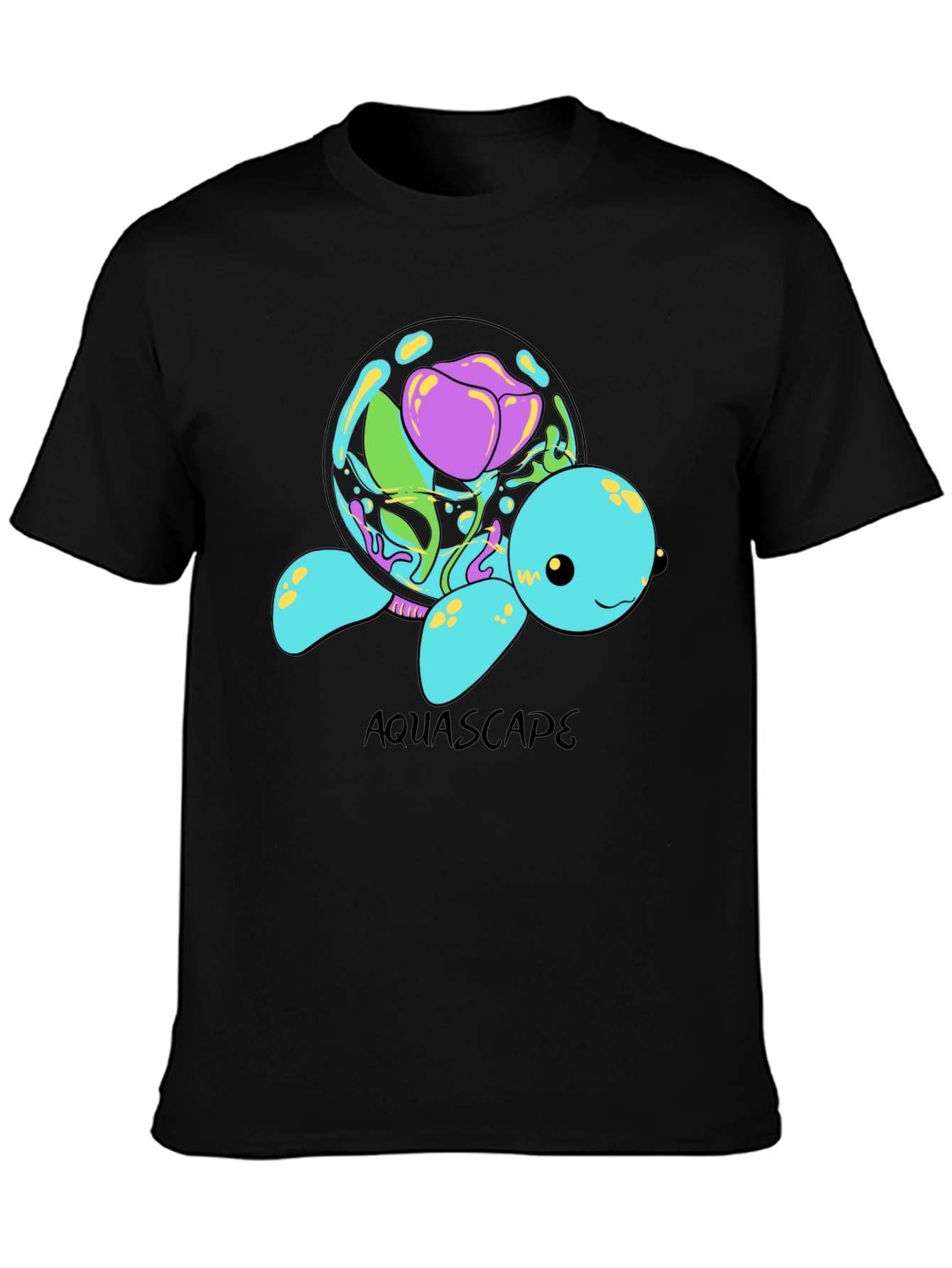 Black Aquascape Turtle Graphic T-Shirt view 3