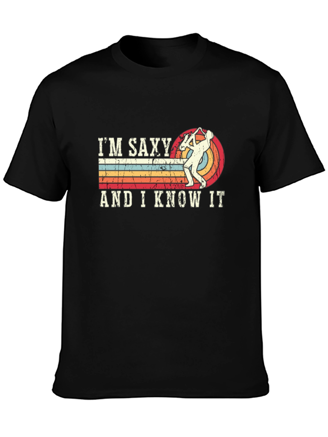 Black I'm Saxy and I Know It Black T-Shirt view 3