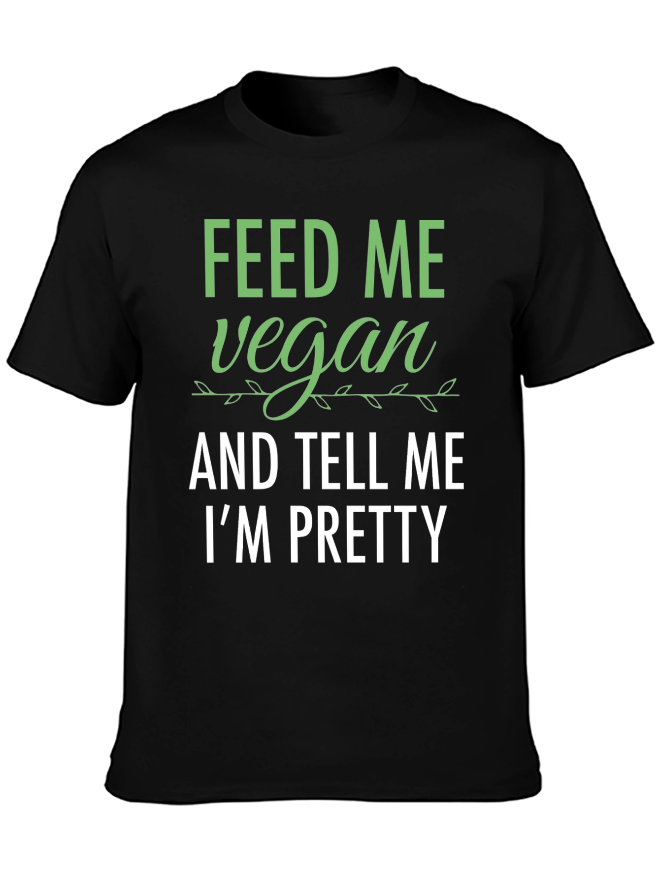 Black Feed Me Vegan Funny Graphic T-Shirt view 3