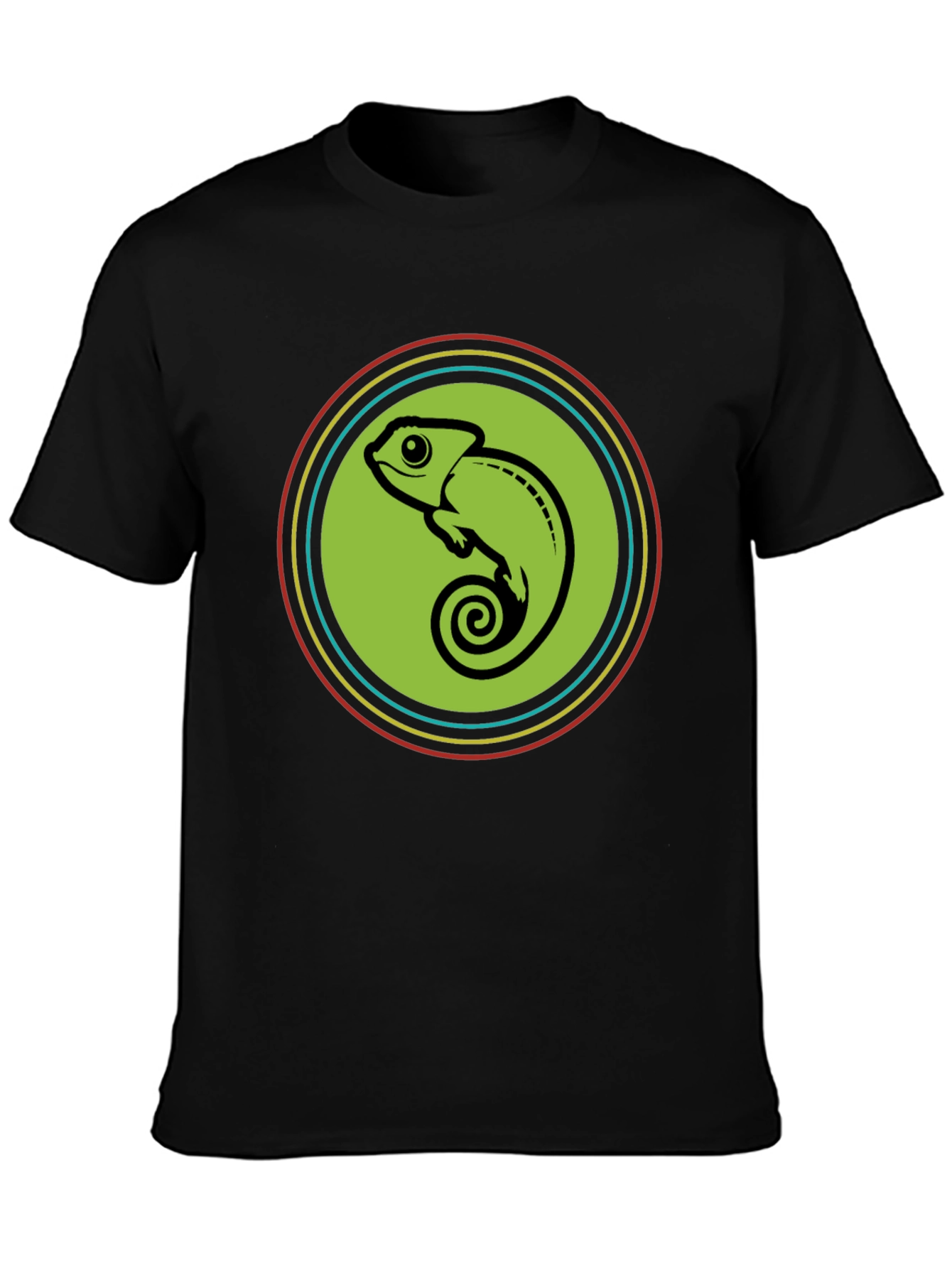 Black Chameleon Circle Graphic Tee - Cool & Comfy view 3