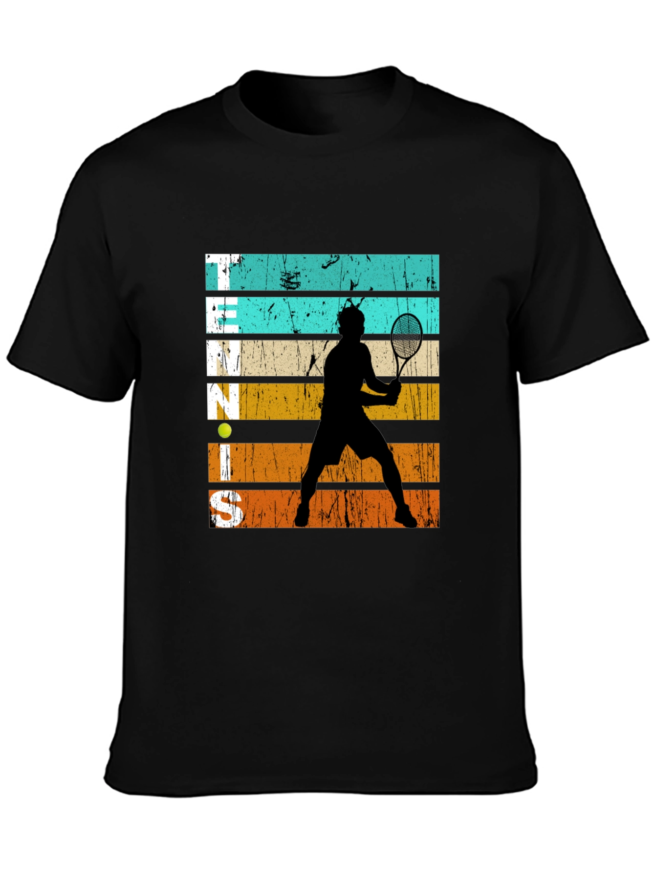 Black Retro Tennis Player Graphic T-Shirt view 3