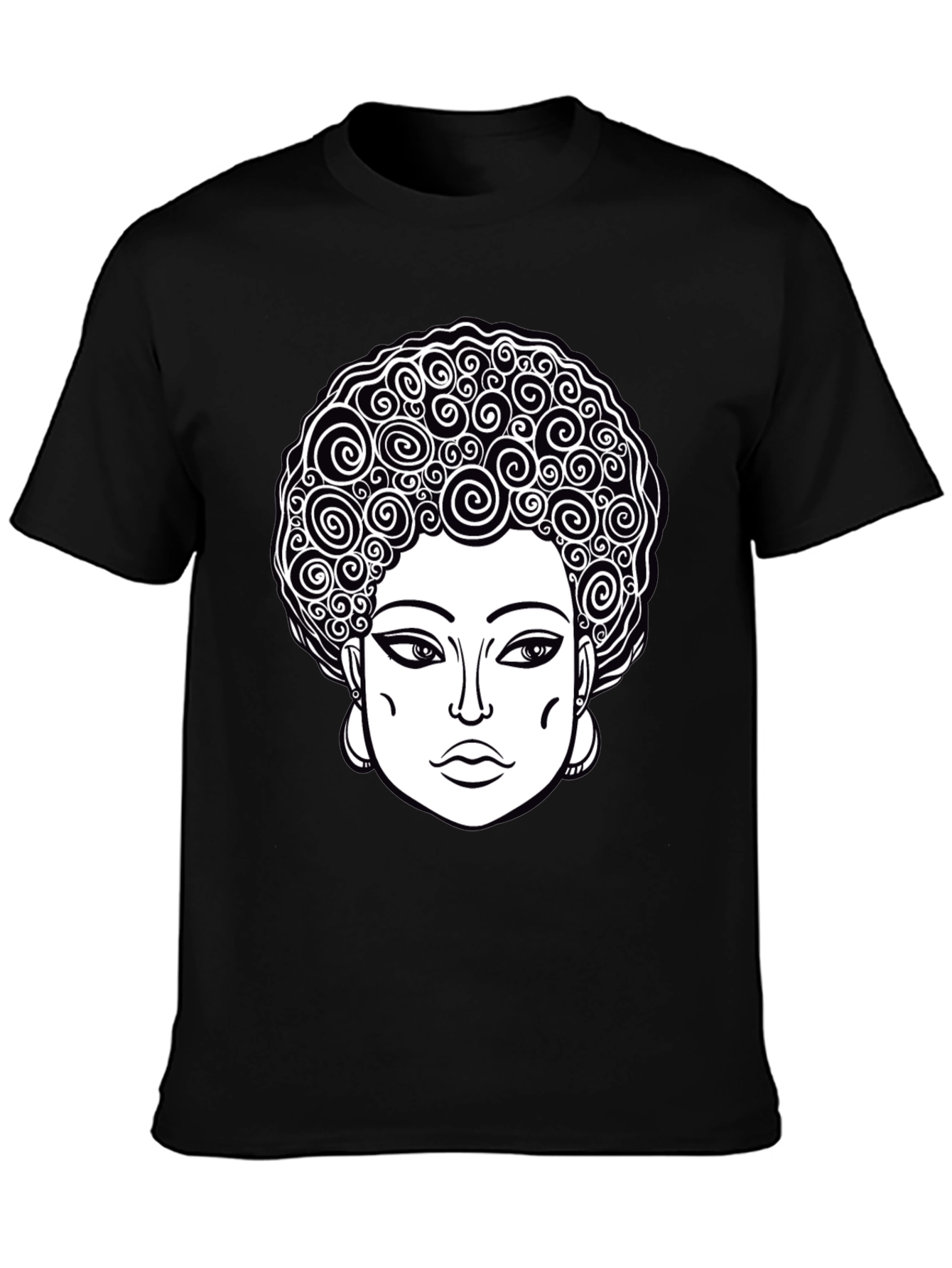 Black Afro Queen Graphic Tee - Black Unisex T-Shirt view 3