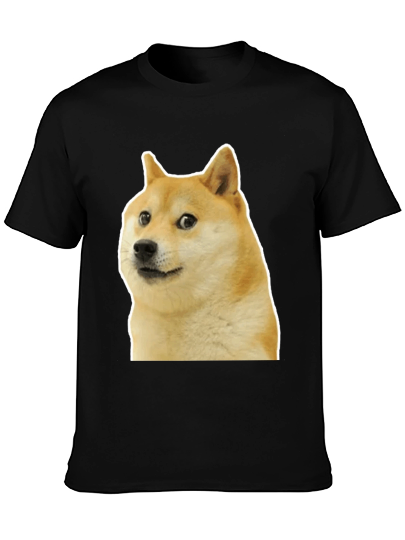 Black Doge Meme Graphic Tee - Black Cotton T-Shirt view 3