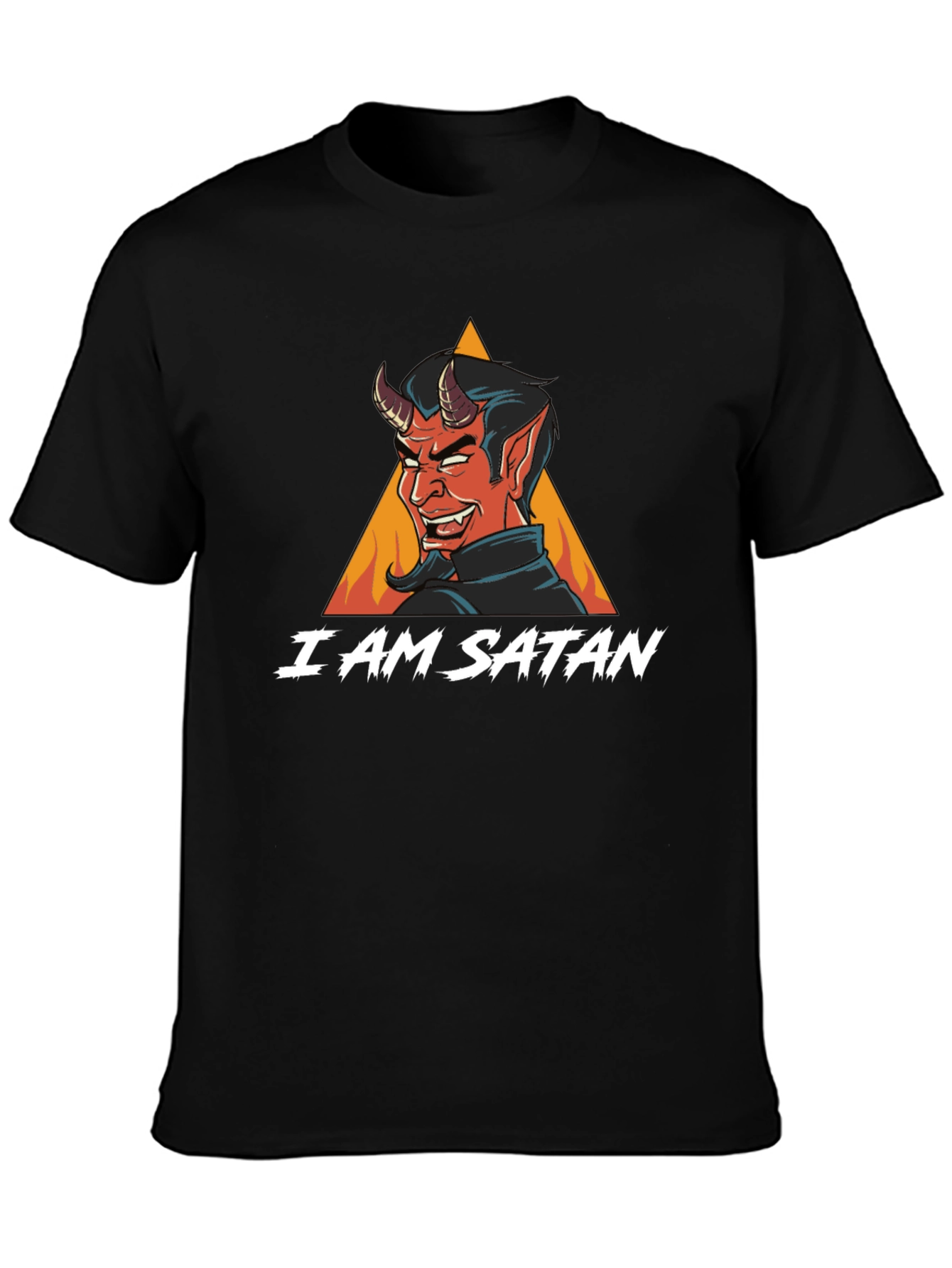 Black I Am Satan Graphic T-Shirt - Cool Devil Design view 3