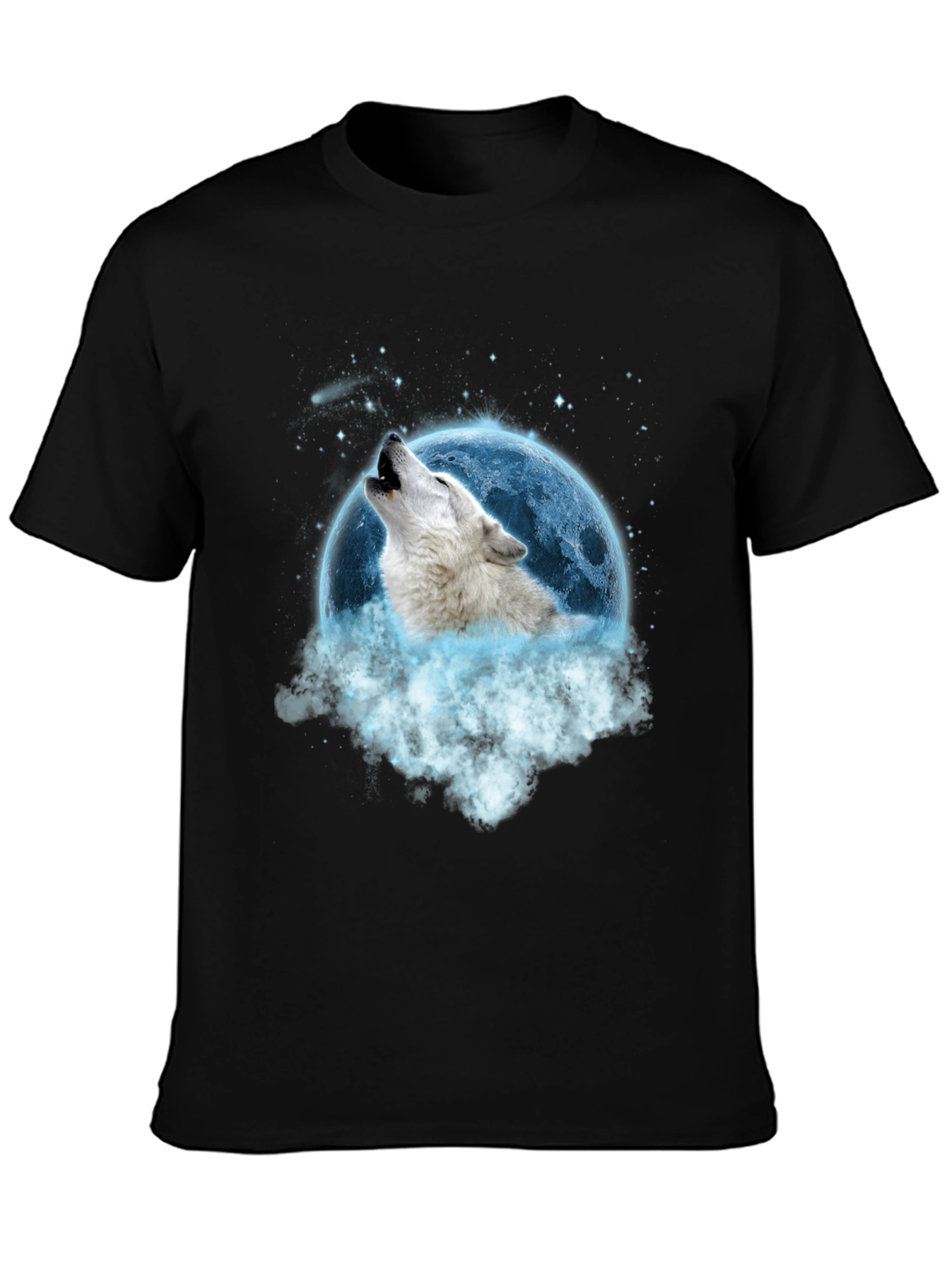 Black Wolf Howling at Moon Graphic Tee view 3