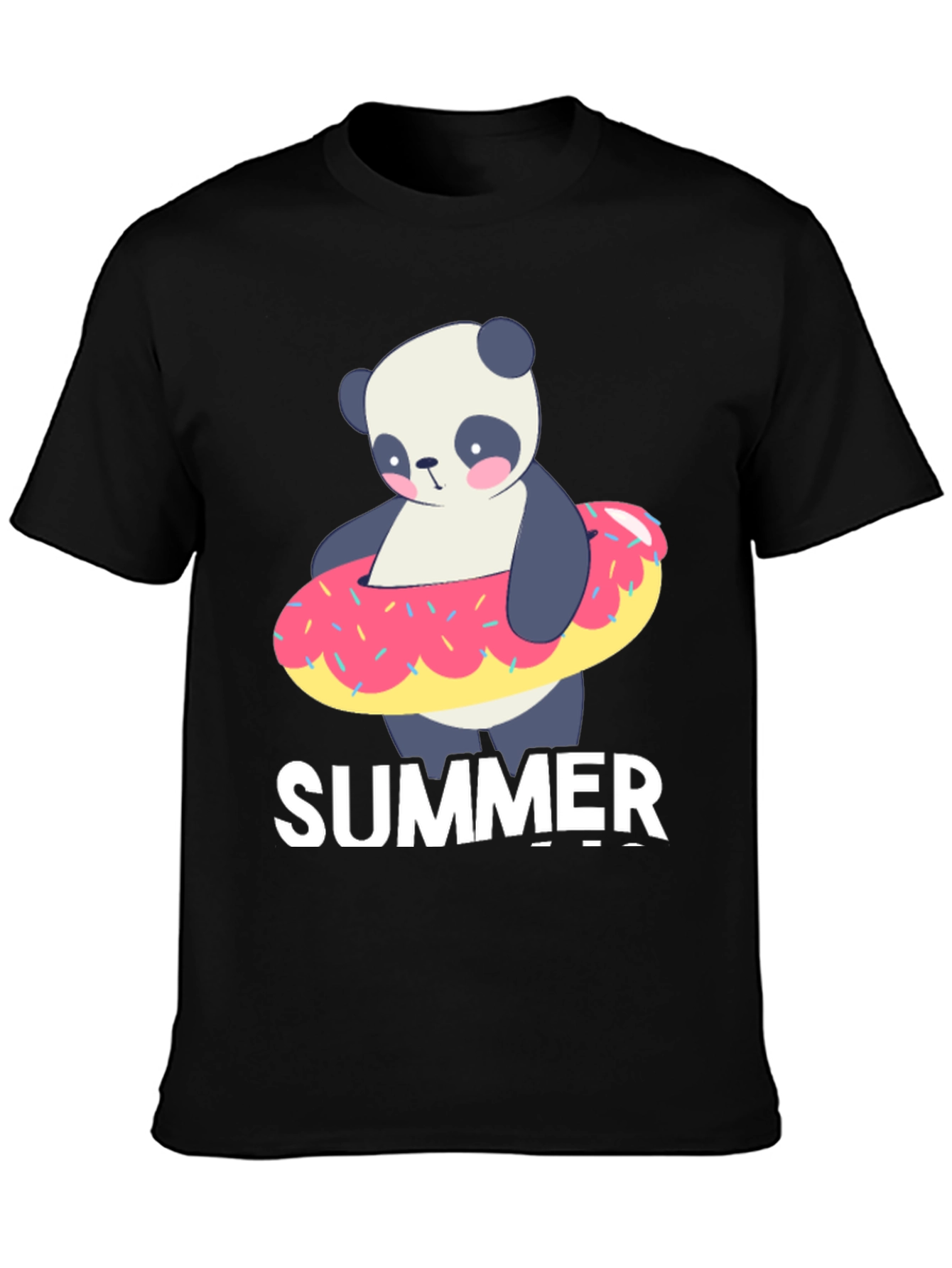 Black Summer Panda Doughnut T-Shirt view 3