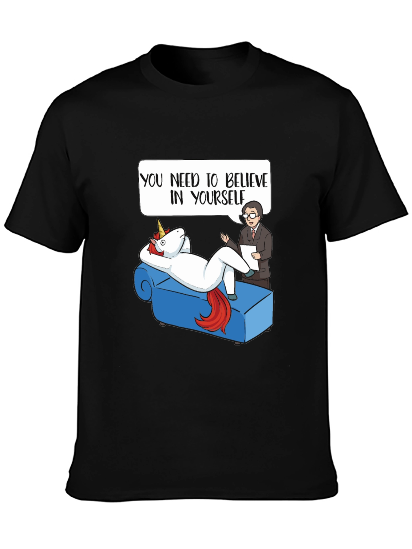 Black Believe in Yourself Graphic T-Shirt view 3