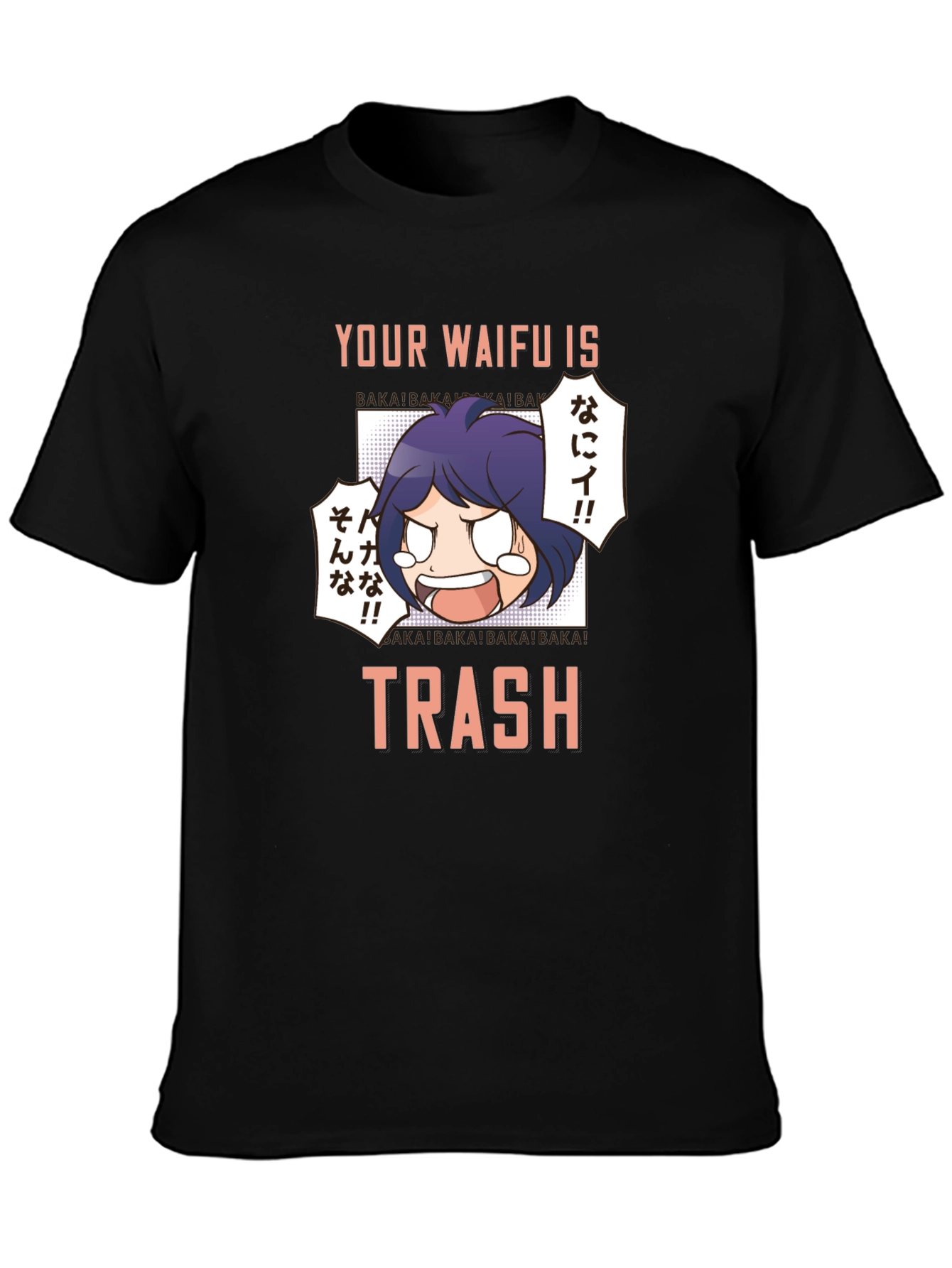 Black Your Waifu is Trash T-Shirt Anime Manga Graphic Tee view 3
