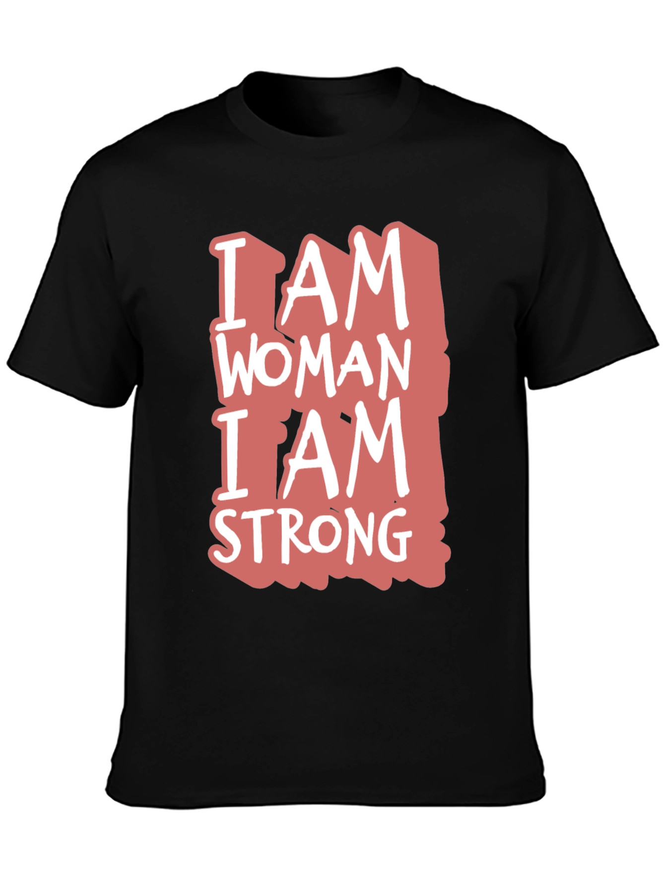 Black I Am Woman I Am Strong Graphic Tee - Black Cotton Blend view 3