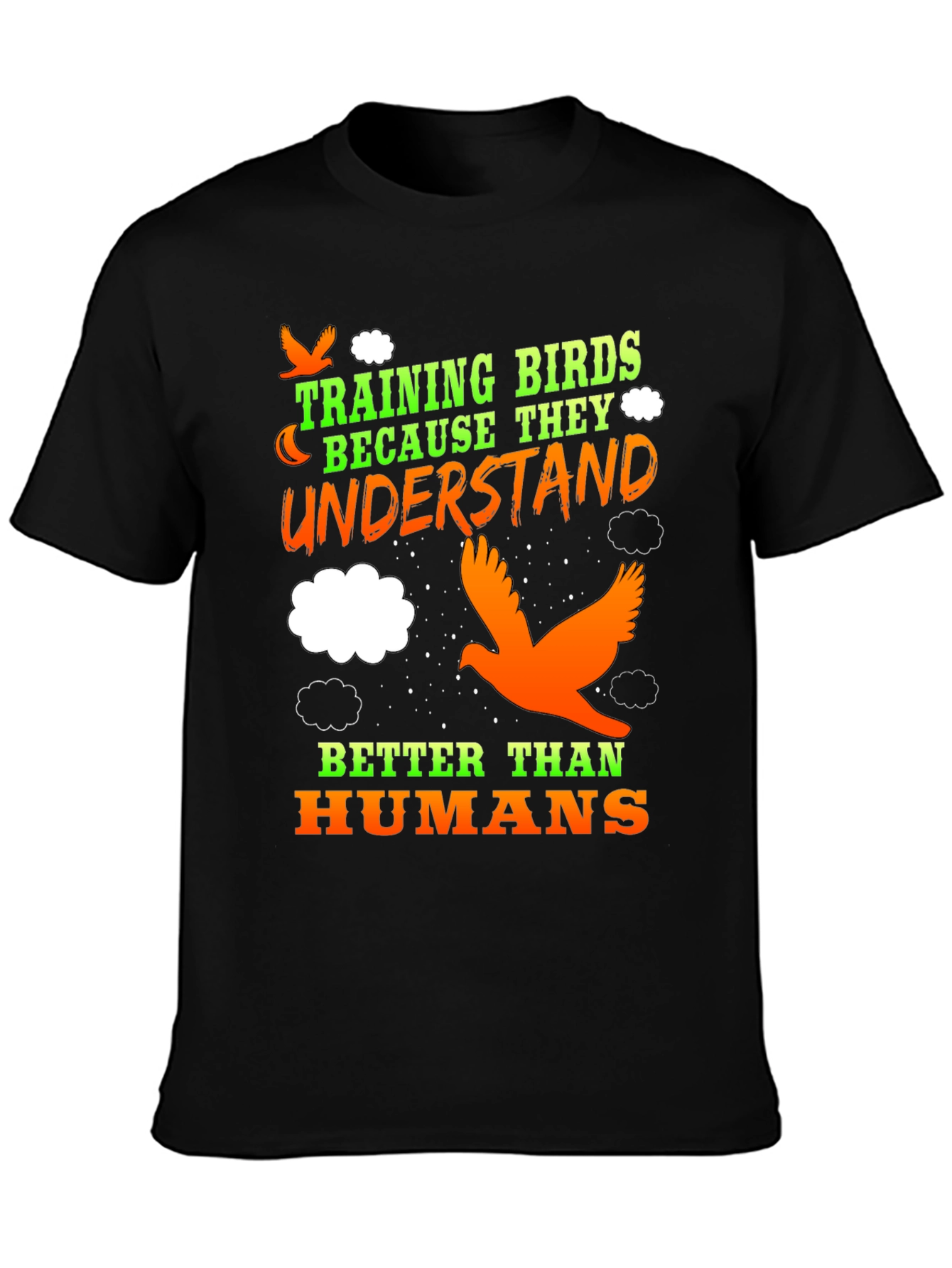 Black Training Birds Funny T-Shirt view 3