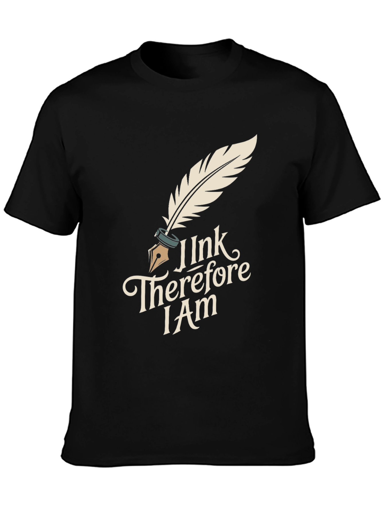 Black I Ink Therefore I Am Black T-Shirt view 3